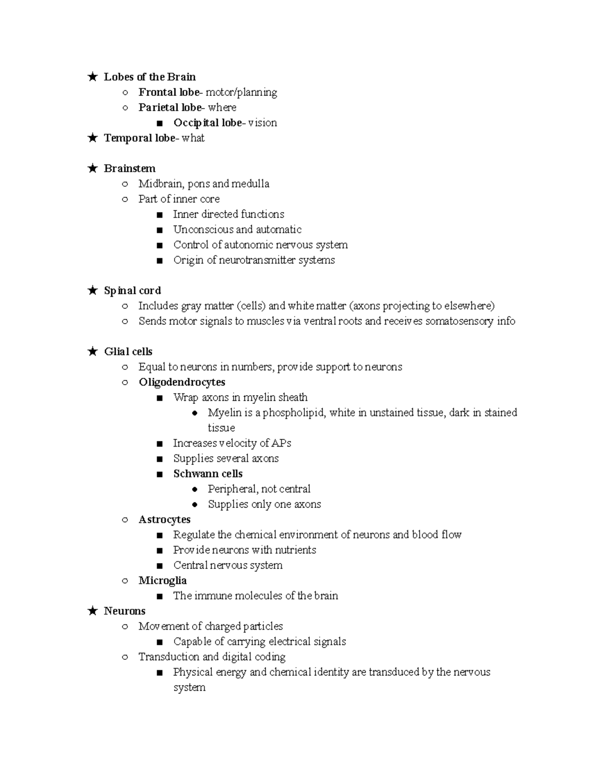 9/9+9/14 class notes - ★ Lobes of the Brain Frontal lobe- motor ...