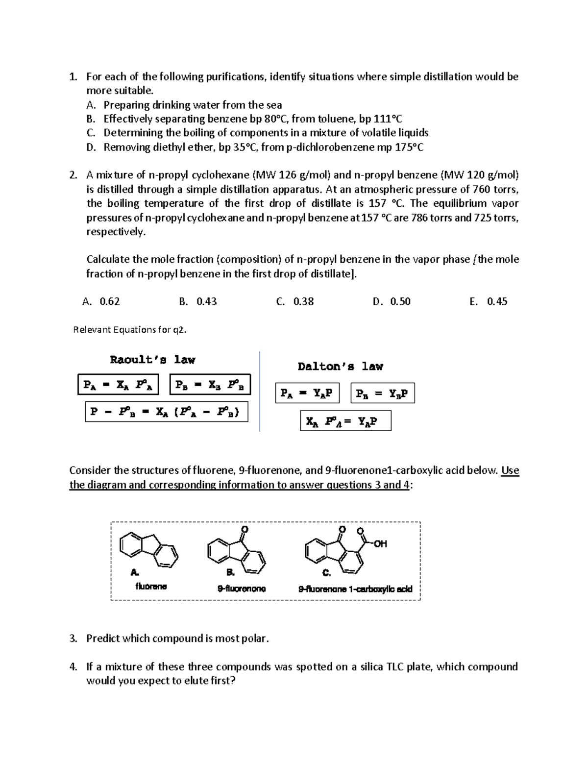 CA 2 - Practice questions - For each of the following purifications ...