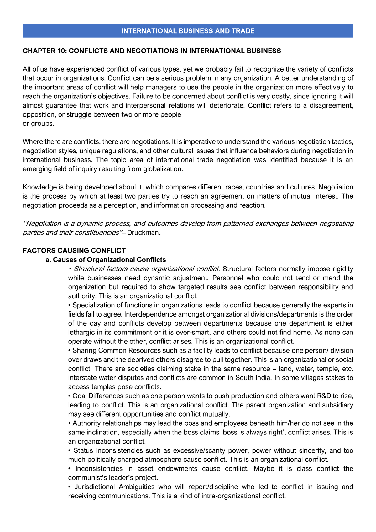 Chapter 10 Conflicts And Negotiations In International Business ...