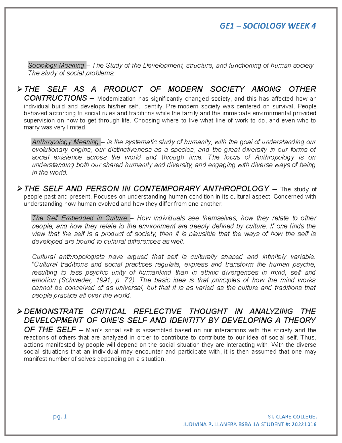 GE1 Week 4 Sociology - GE 1, 2, 3 AND 4 - GE1 – SOCIOLOGY WEEK 4 ...