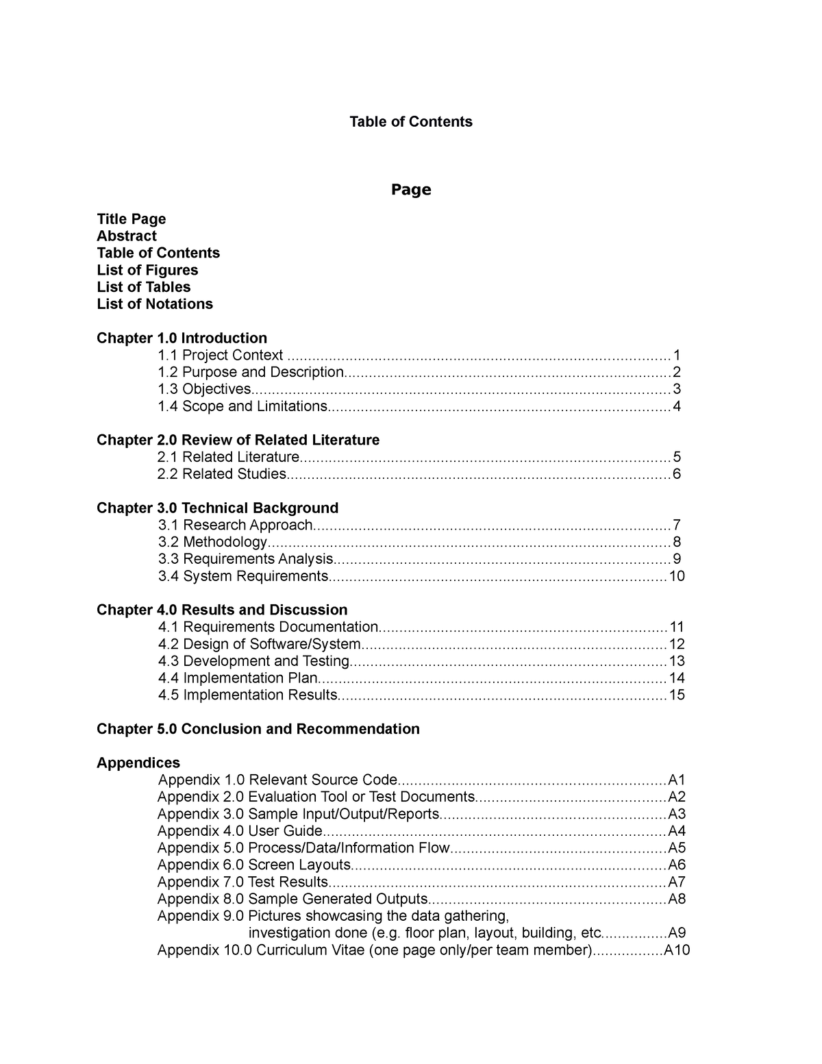 Table of Contents - TEMPLATE - Table of Contents Page Title Page ...