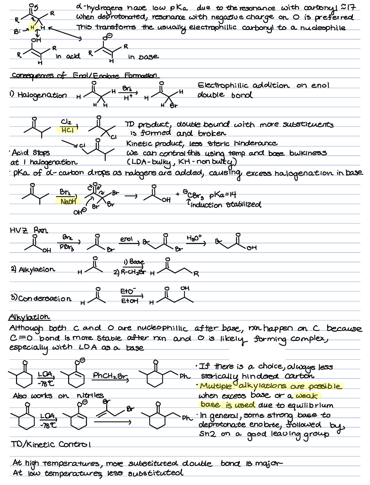 3-13 Enol and Enolates - Lecture notes 28-40 - 05 d hydrogens have low ...