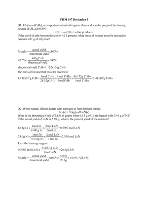 Exercises 5 Answers Practice questions for CHM 107. CHM 107