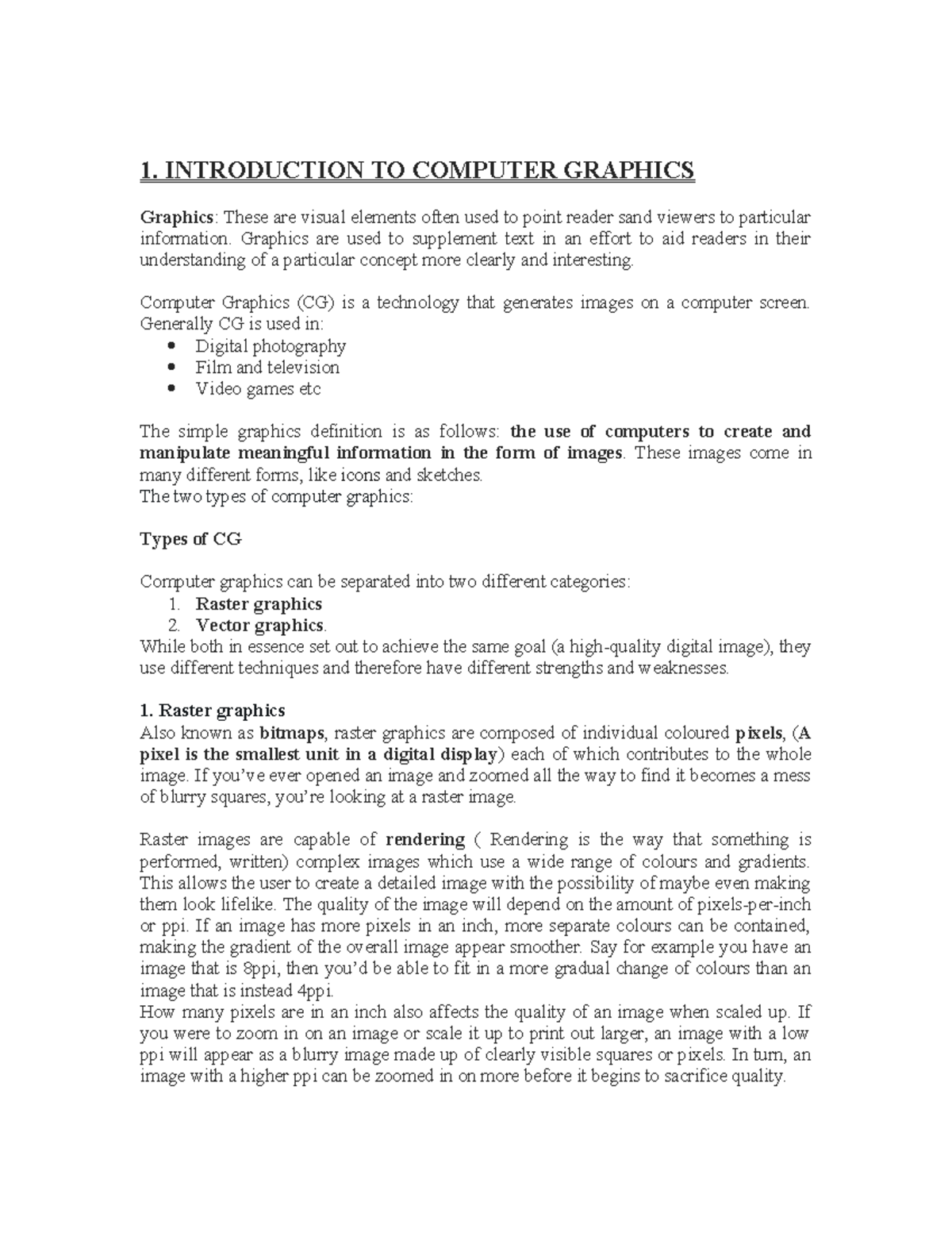 1. Introduction TO Computer Graphics - 1. INTRODUCTION TO COMPUTER ...