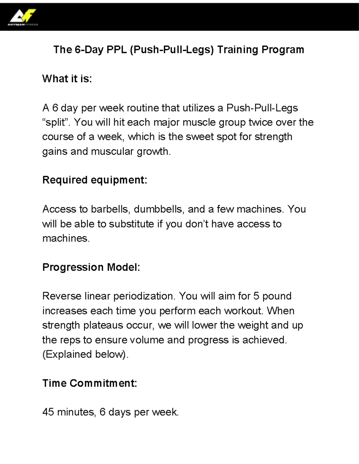 Push Pull Legs Training Program - The 6-Day PPL (Push-Pull-Legs ...