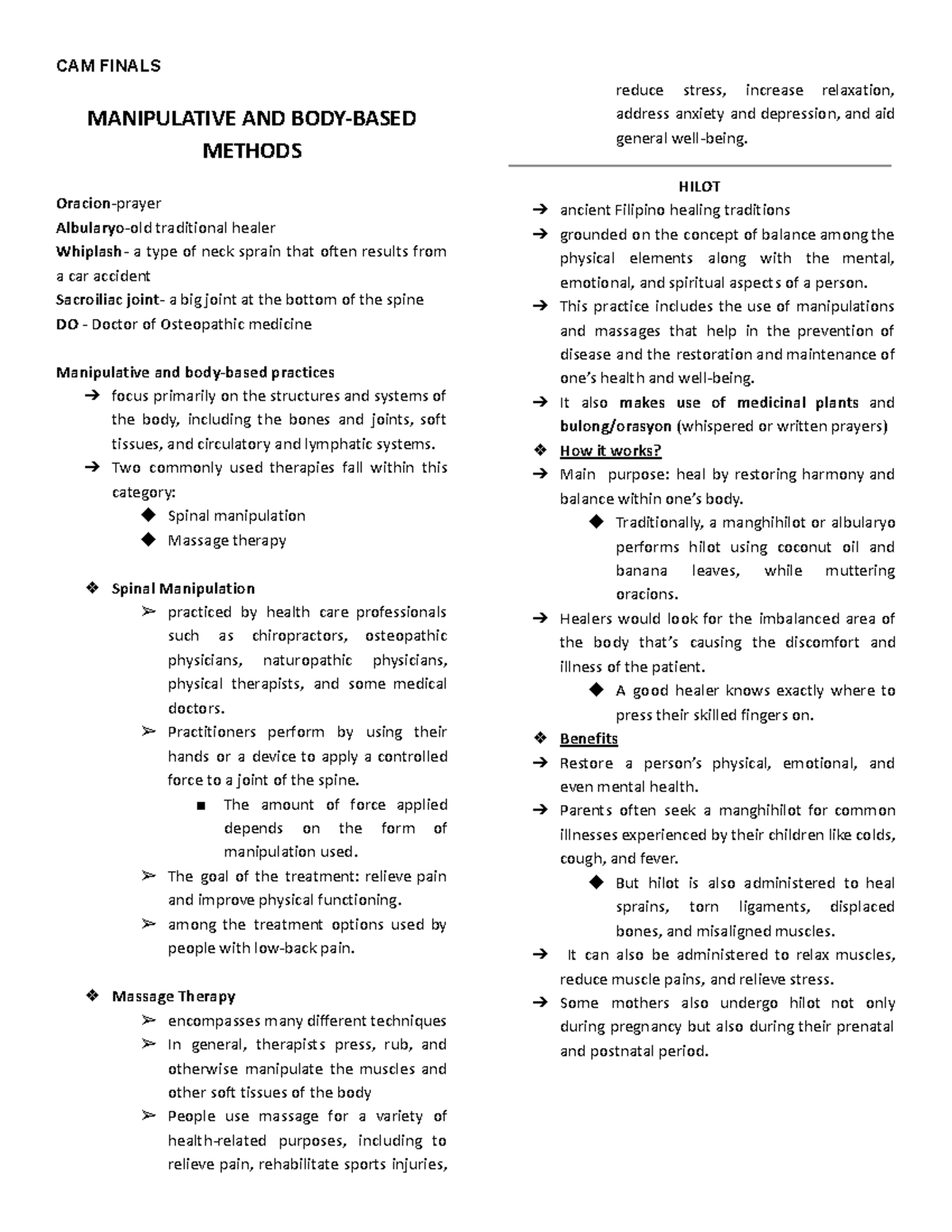 CAM Finals MANIPULATIVE AND BODYBASED METHODS Oracionprayer
