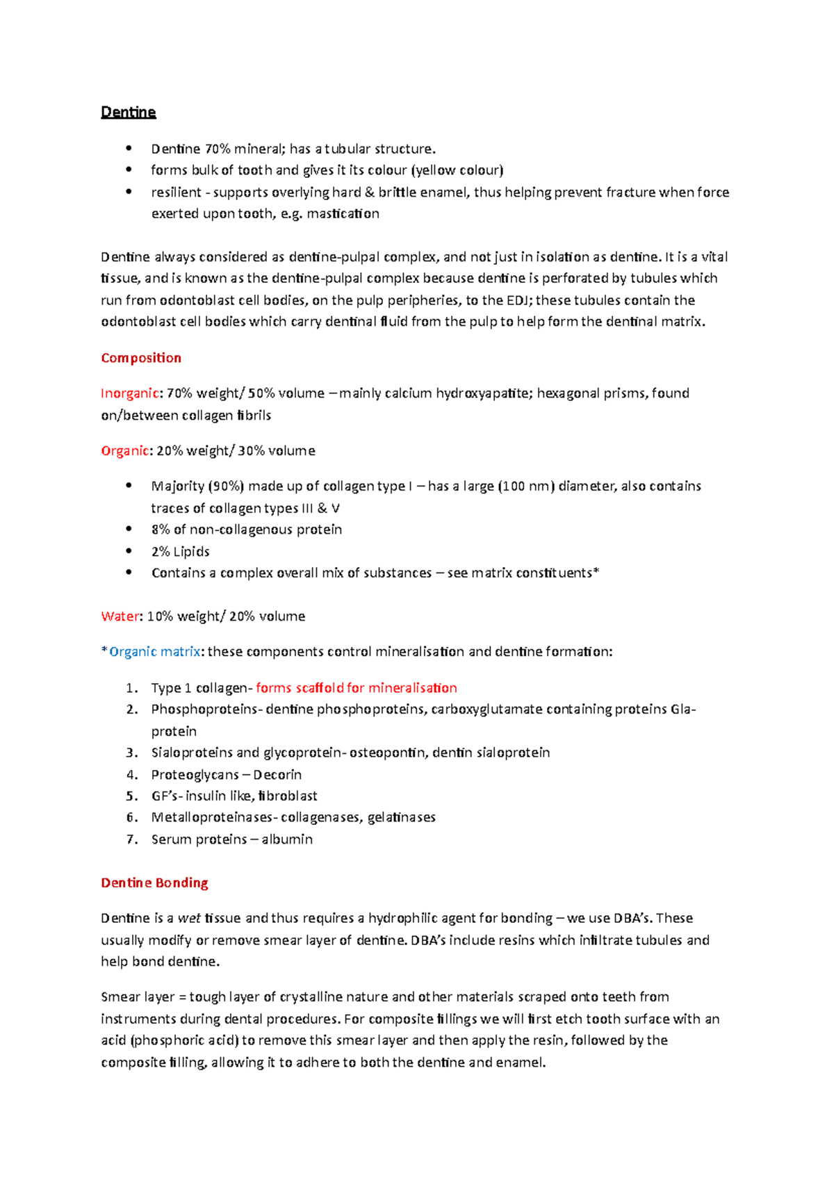 dentine-lecture-notes-1-dentine-dentine-70-mineral-has-a-tubular