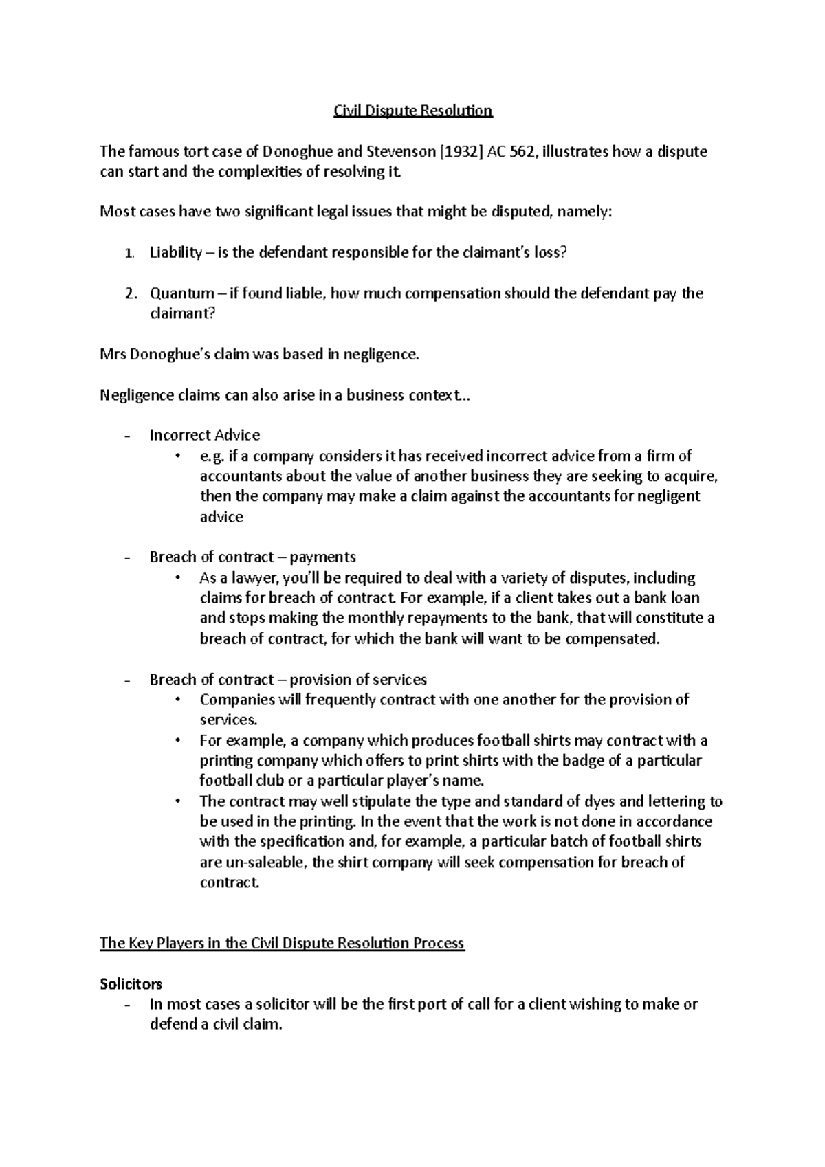 Civil Dispute Resolution - Most Cases Have Two Significant Legal Issues ...