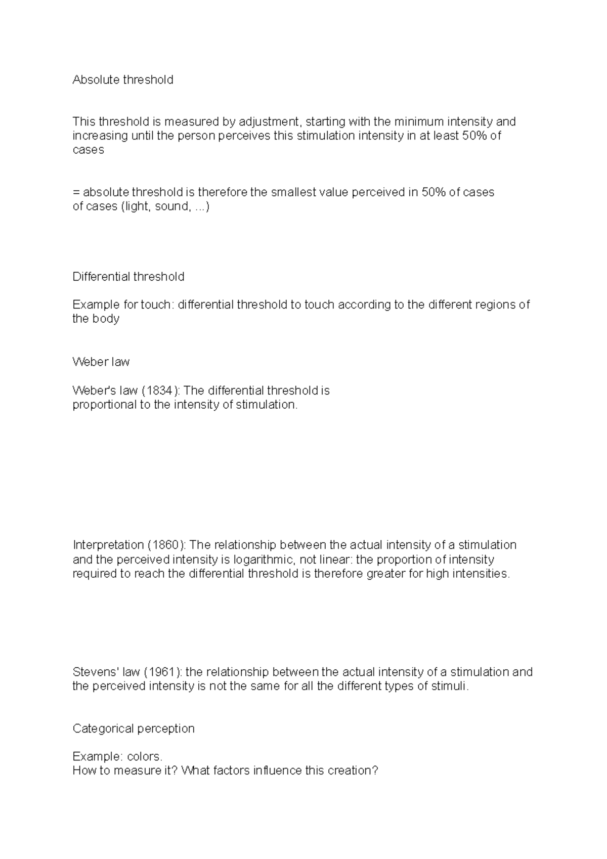 Absolute threshold General Psychology Absolute threshold This