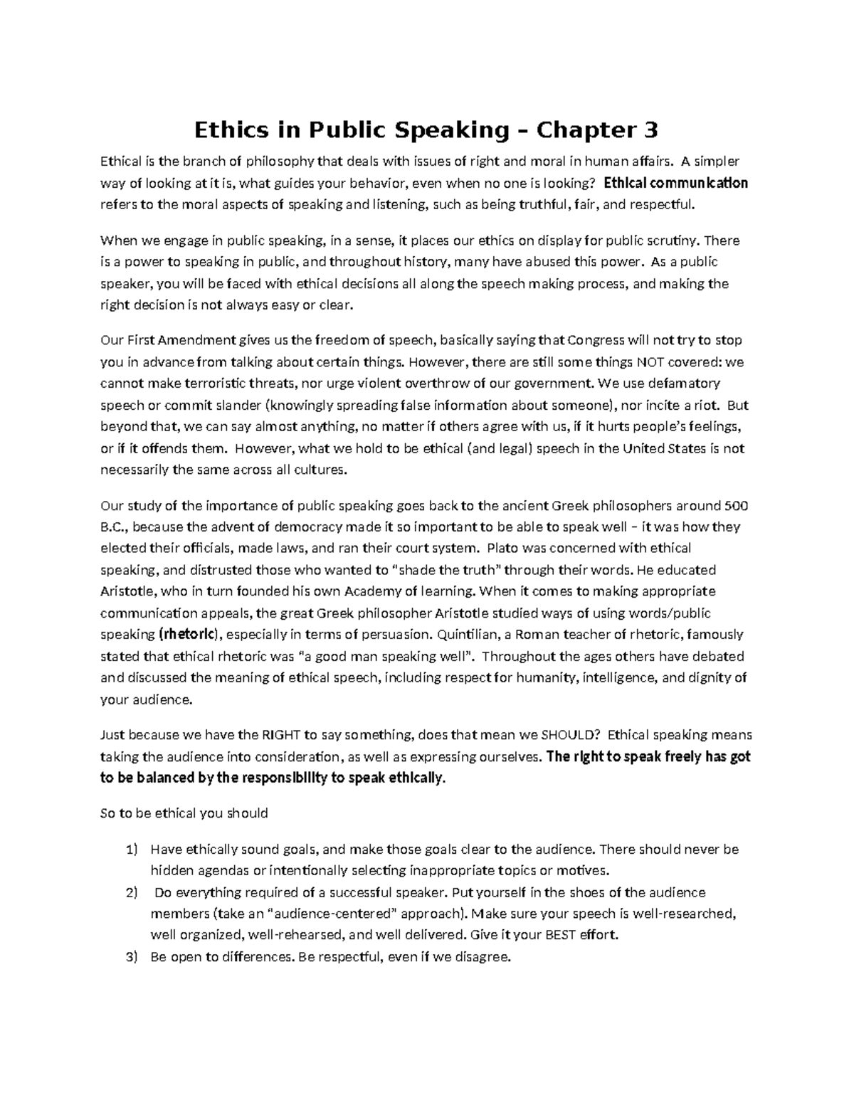 Exploring Public Speaking - Chapter 3(1) - Tagged - Ethics in Public ...