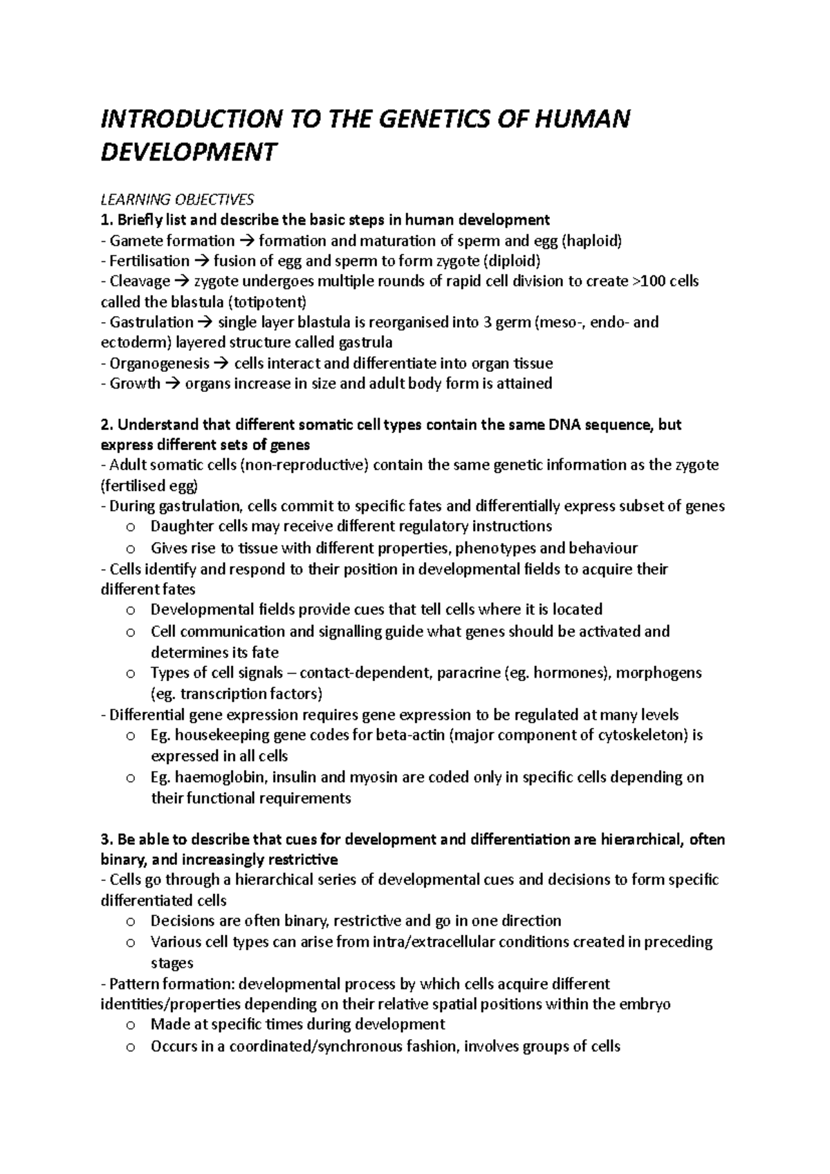 1. Intro TO THE Genetics OF Human Development - INTRODUCTION TO THE ...