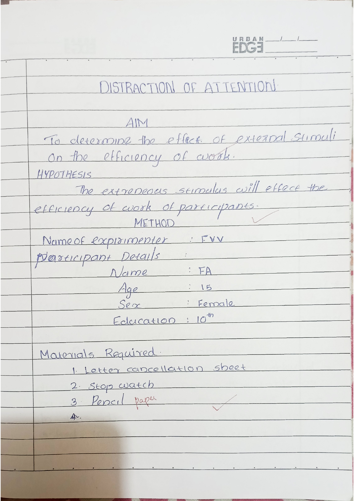 distraction of attention psychology experiment introduction