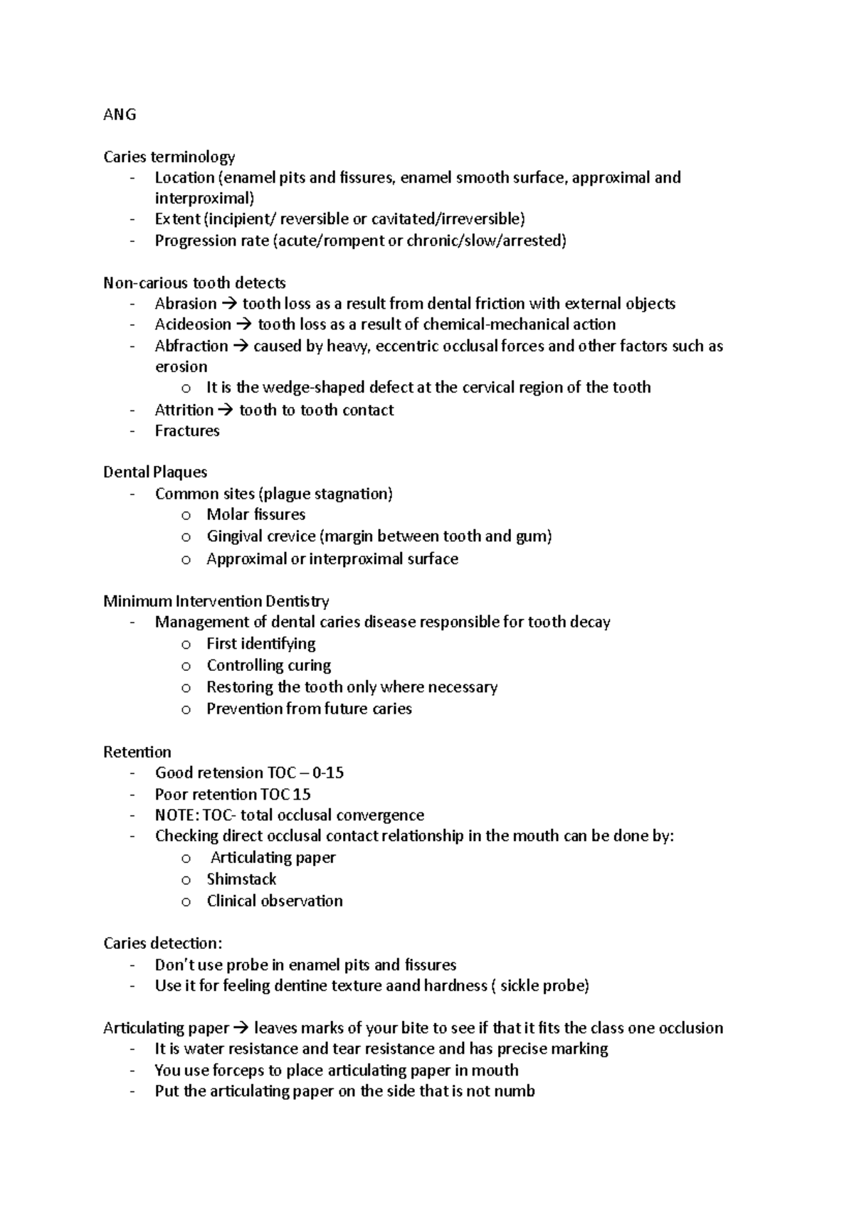 ANG Notes - terminology and descriptions of clinical dentistry - ANG ...