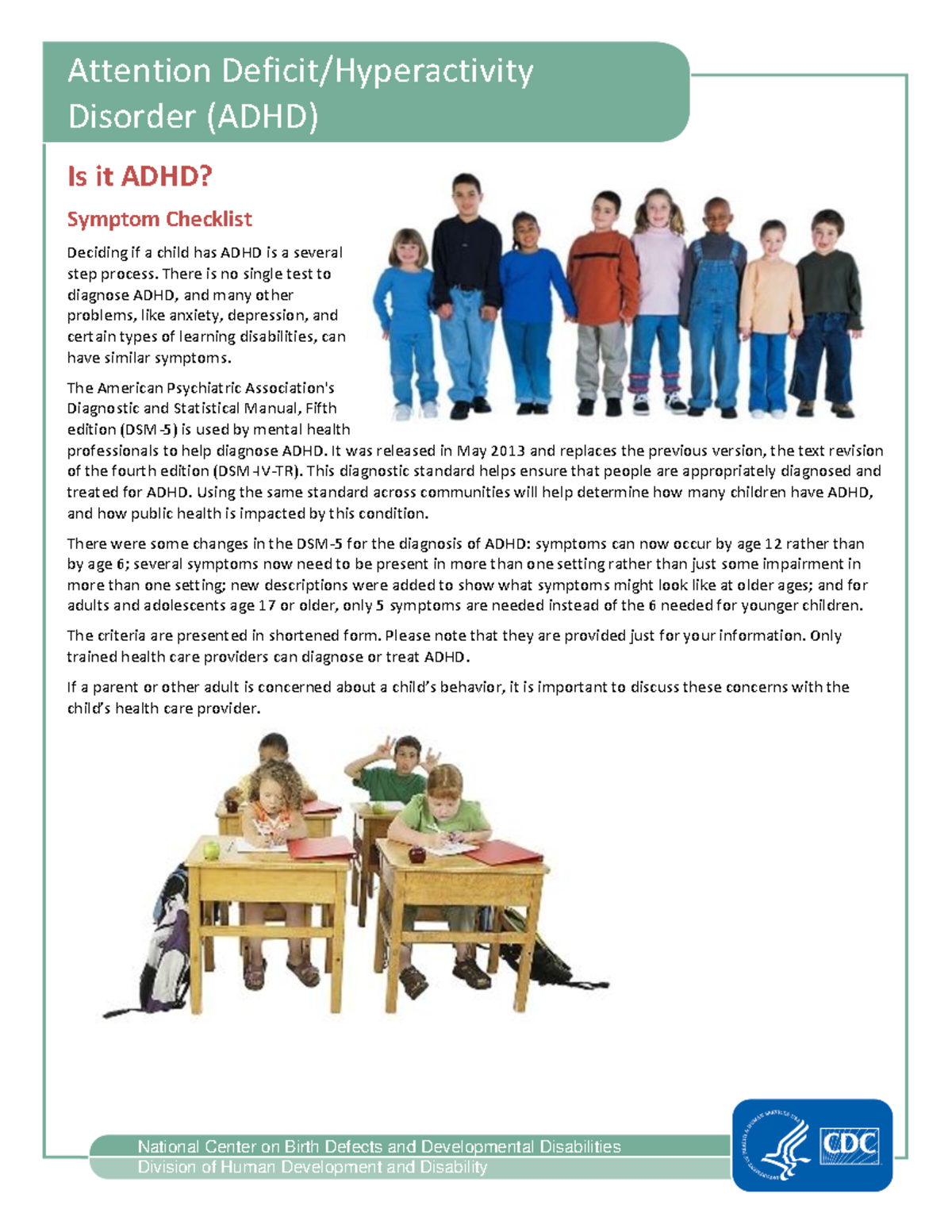 ADHD-Checklist - National Center on Birth Defects and Developmental ...