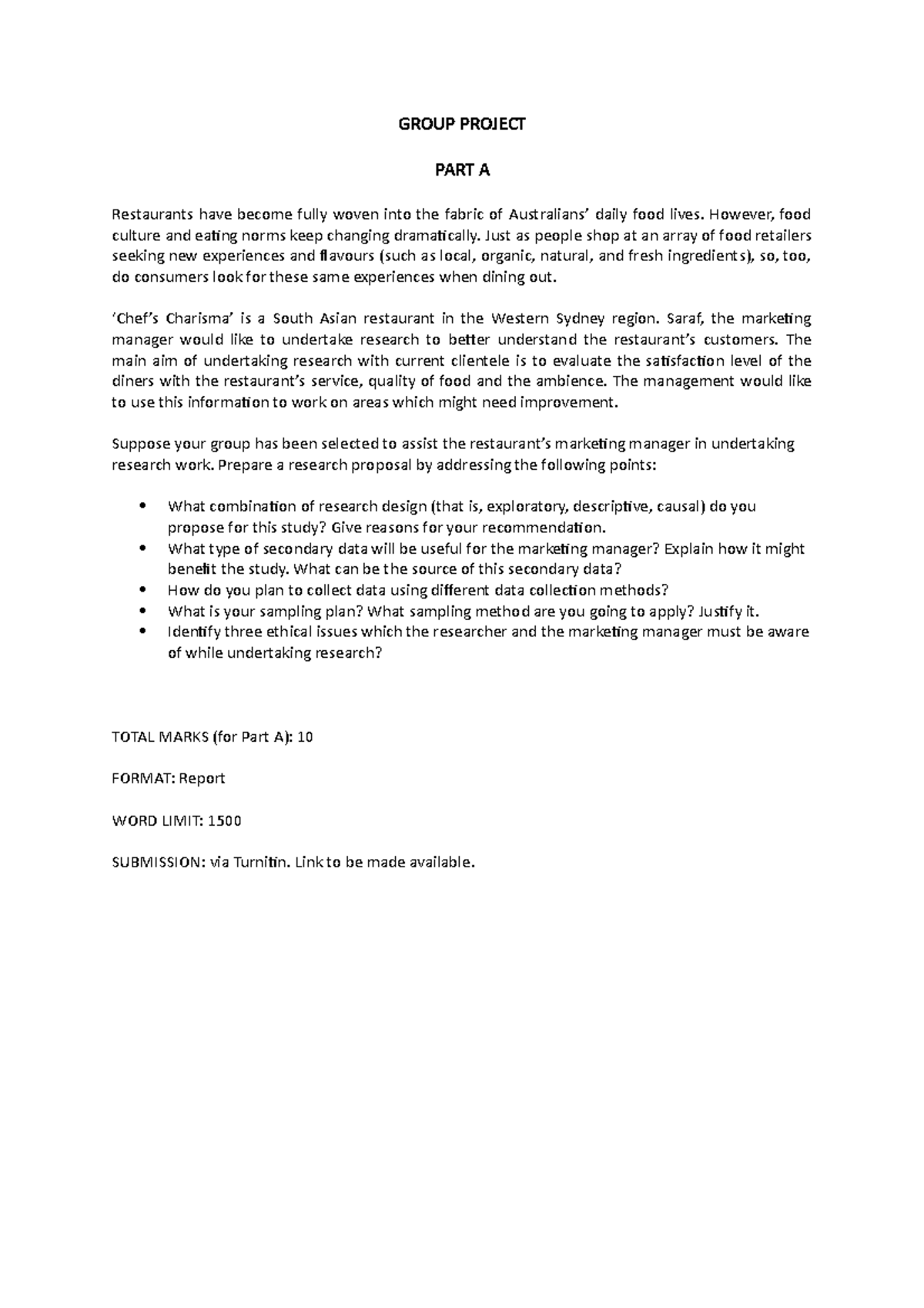 Group Project PART A - Practice materials - GROUP PROJECT PART A ...