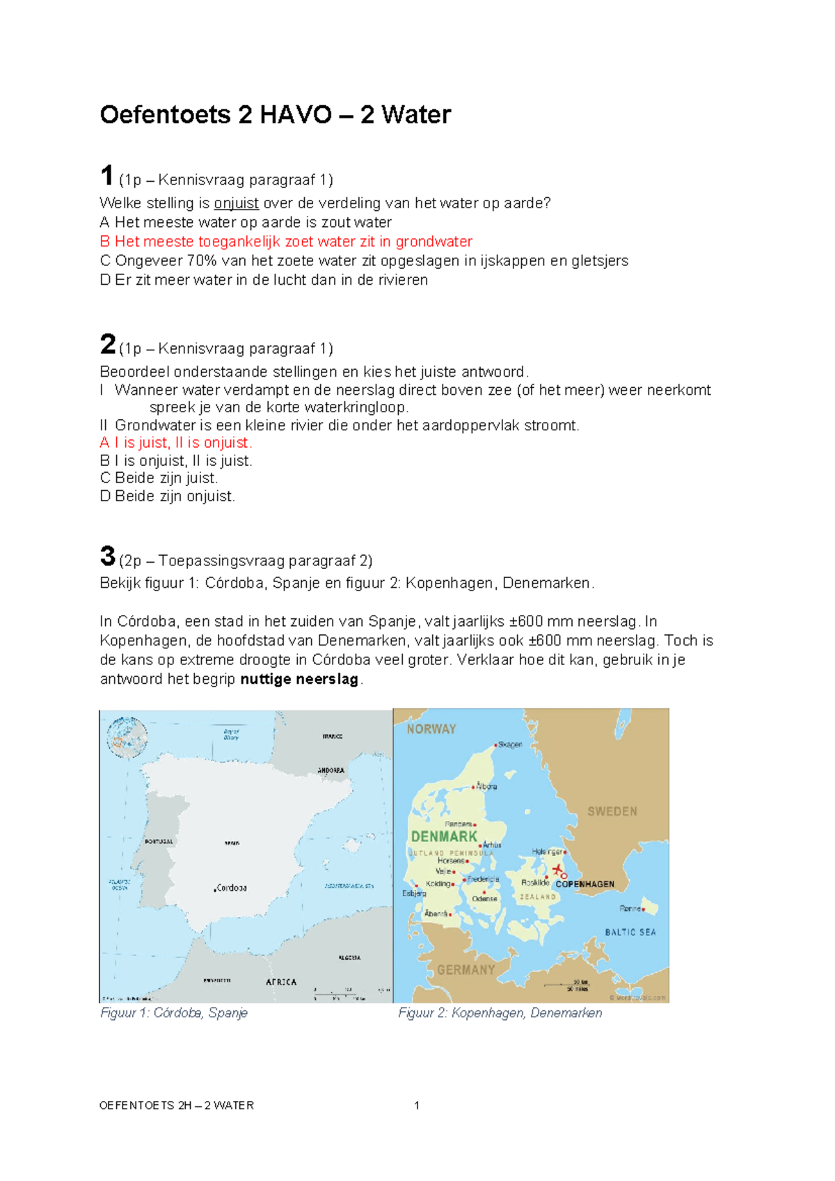 Oefentoets H Hoofdstuk Antwoorden Oefentoets Havo Water P Kennisvraag