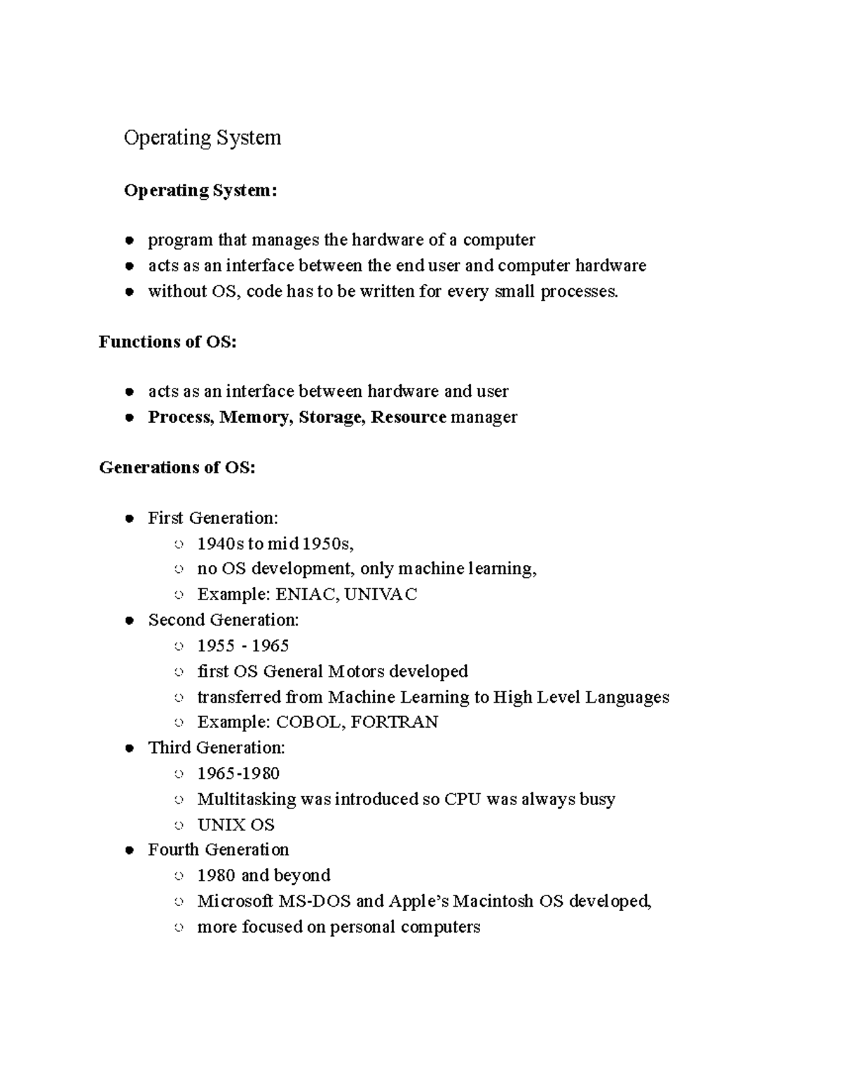Operating System - Operating System Operating System: program that ...