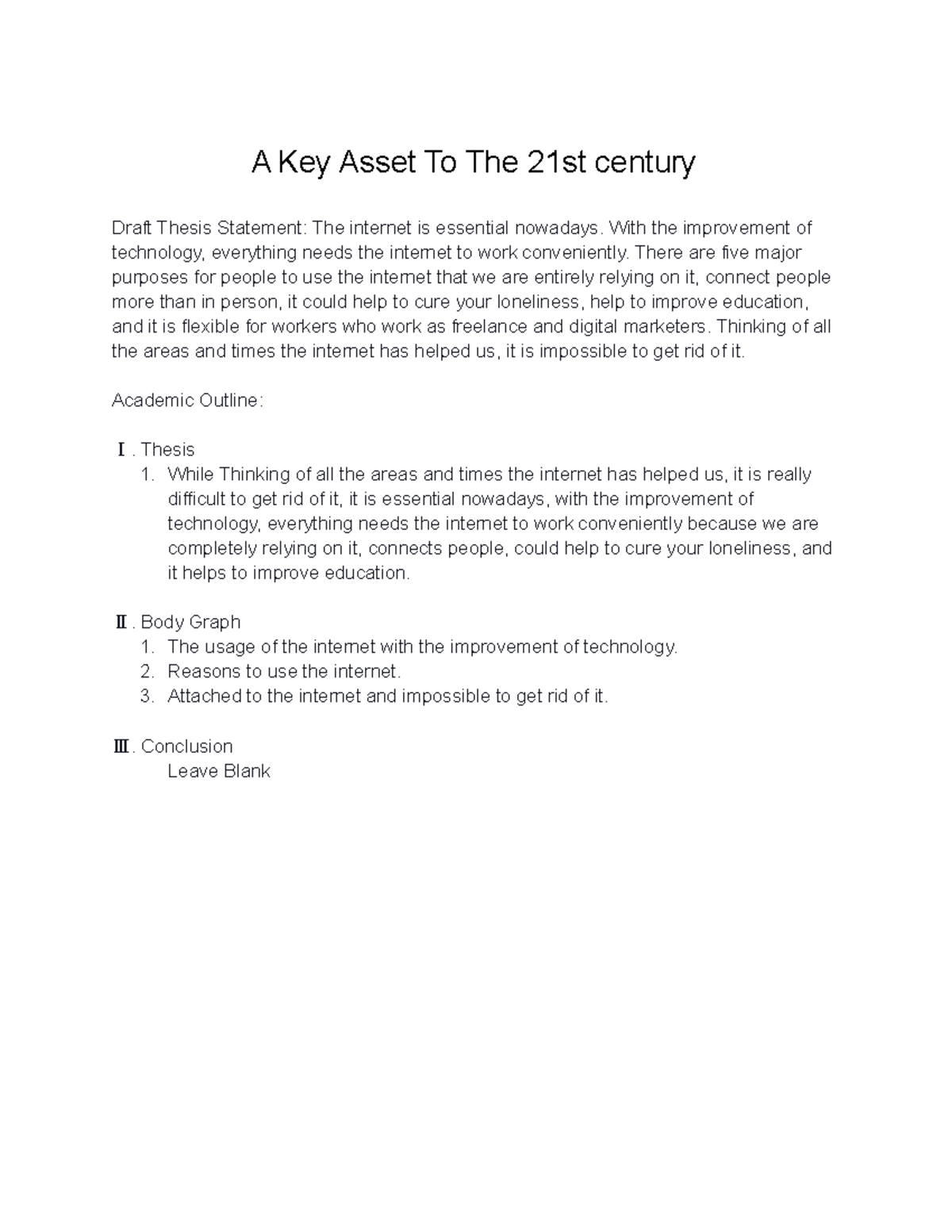 thesis statement about 21st century