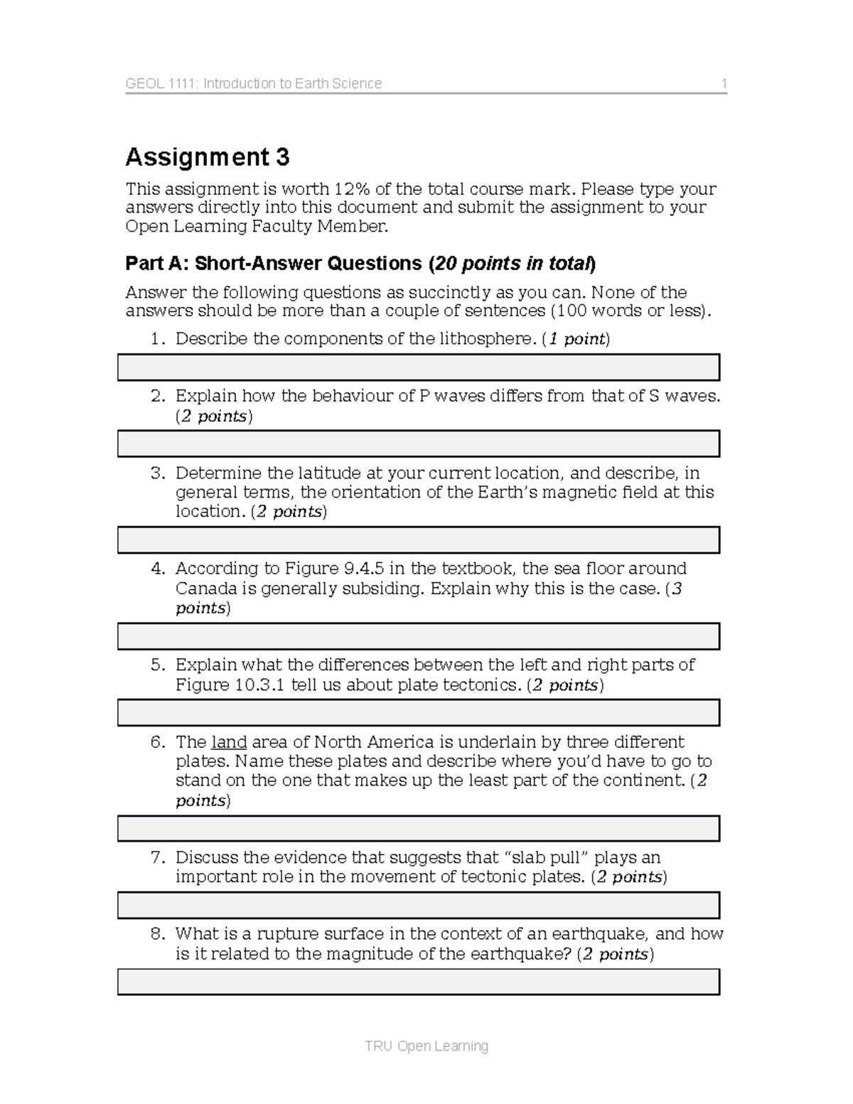 GEOL1111 A3 - Finished Assignment - GEOL 1111: Introduction To Earth ...