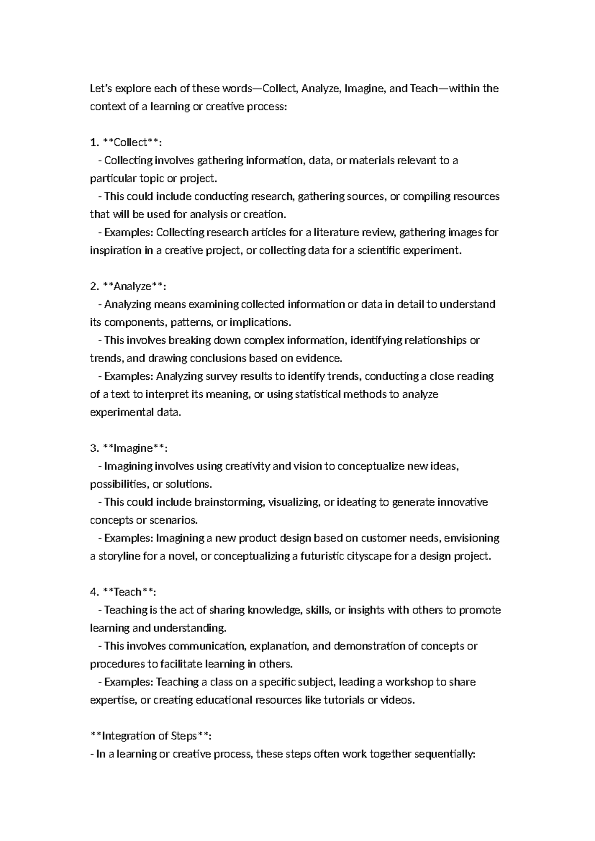 Collect, Analyze, Imagine, and Teach - Let's explore each of these ...