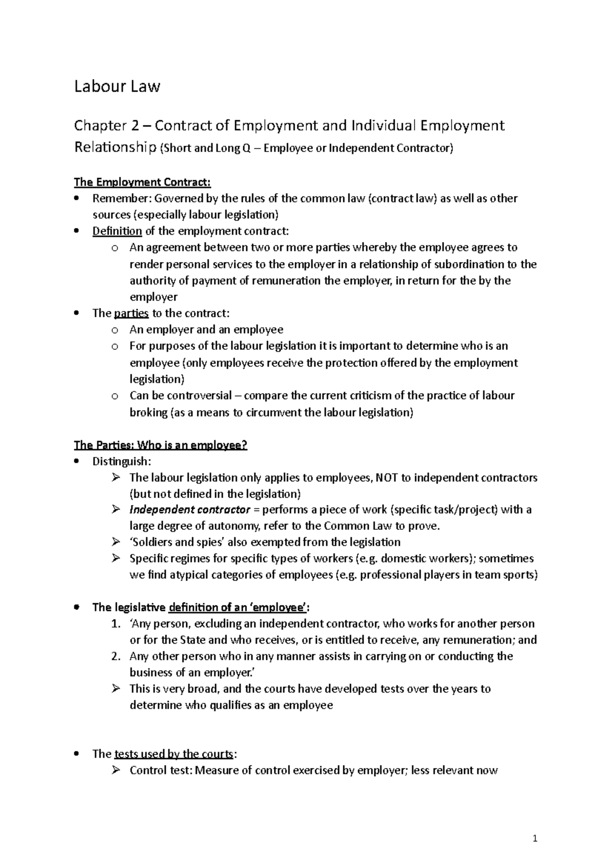 labour-law-summary-1-8-labour-law-chapter-2-contract-of-employment