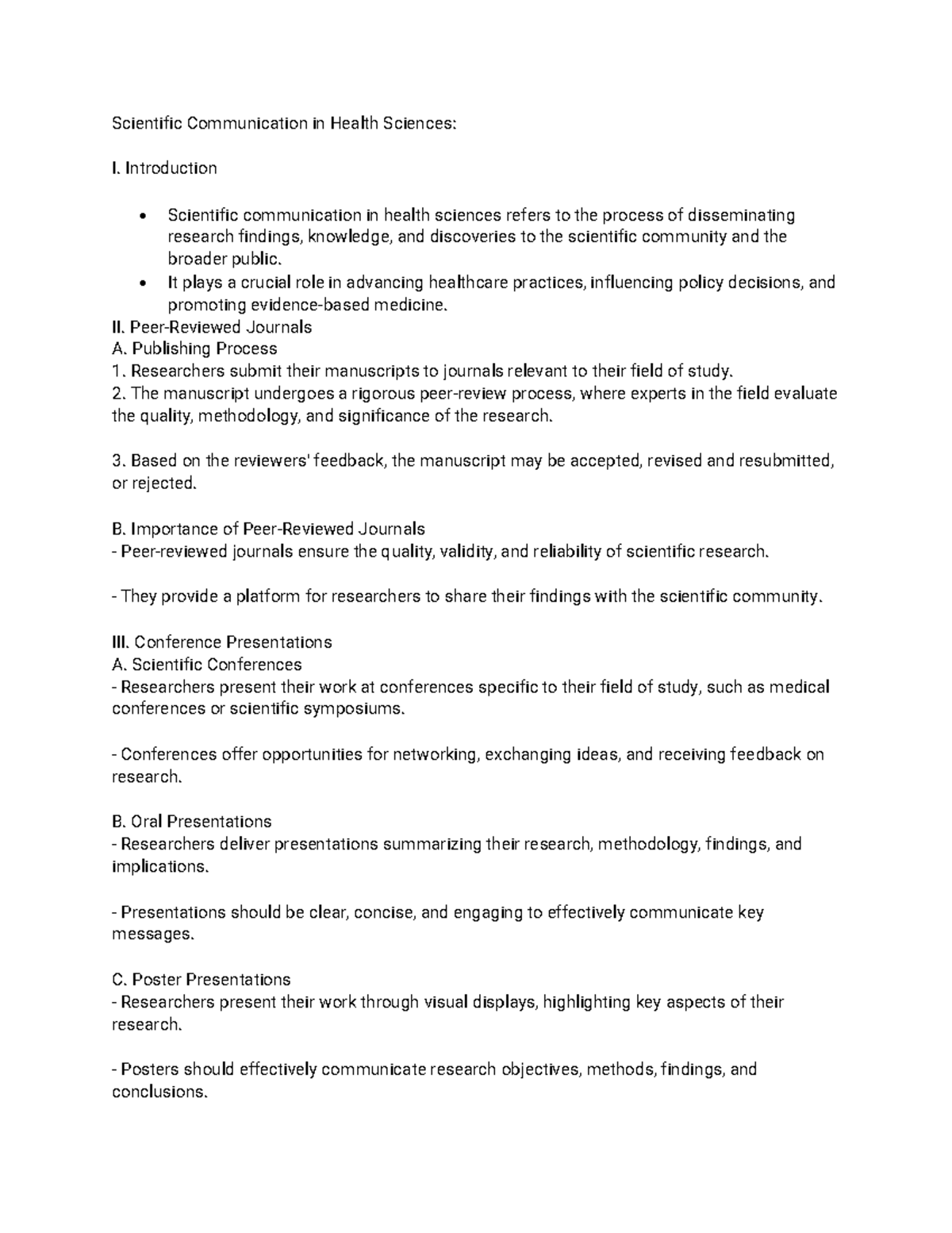 Scientific Communication in Health Sciences - Introduction Scientific ...