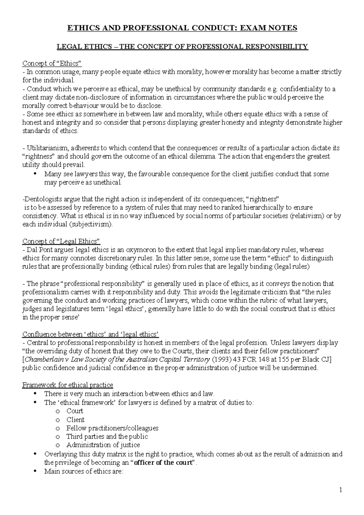 Lecture notes, lectures legal ethics and legal profession ETHICS AND