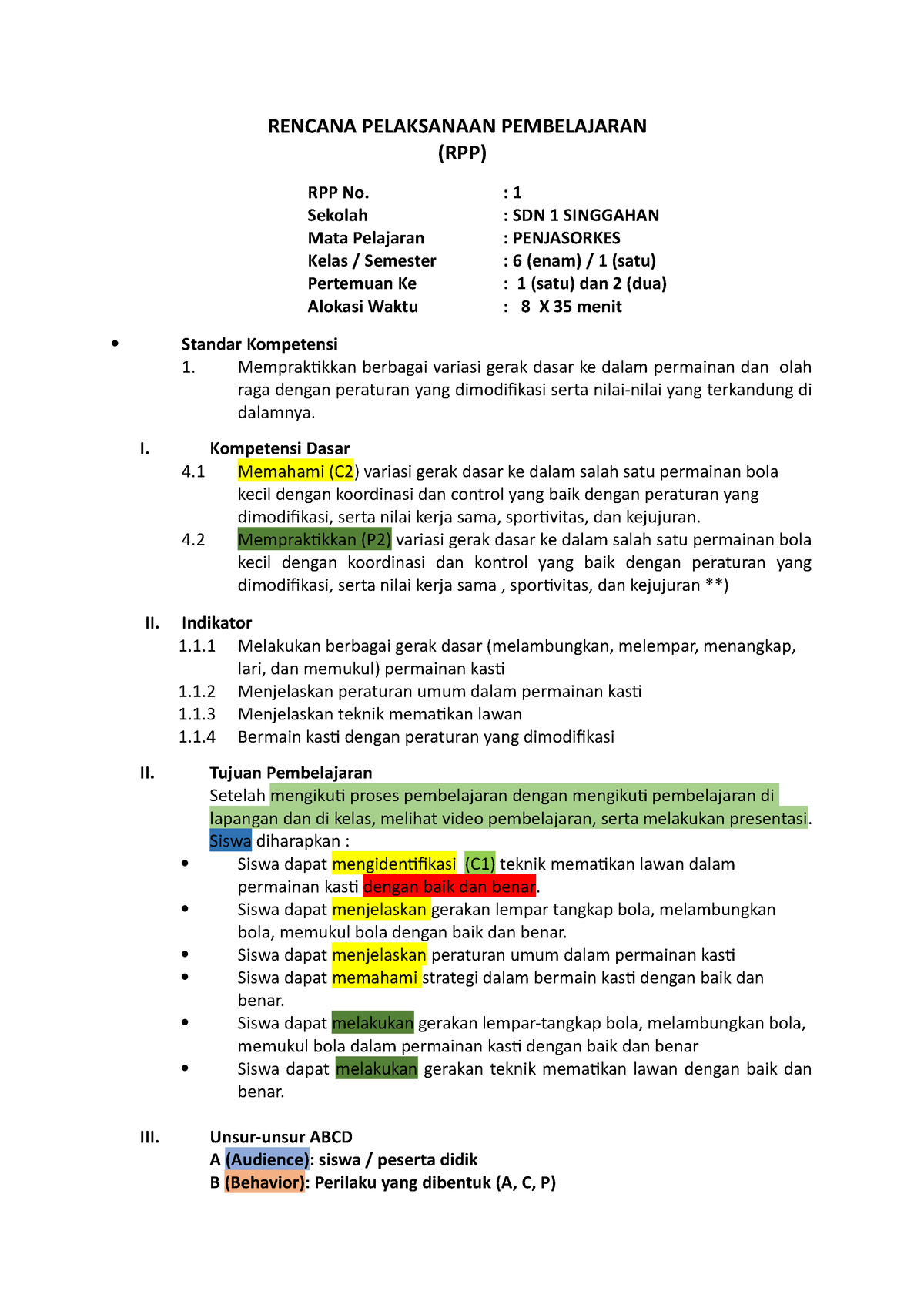 Rencana Pelaksanaan Pembelajaran- Contoh - RENCANA PELAKSANAAN ...