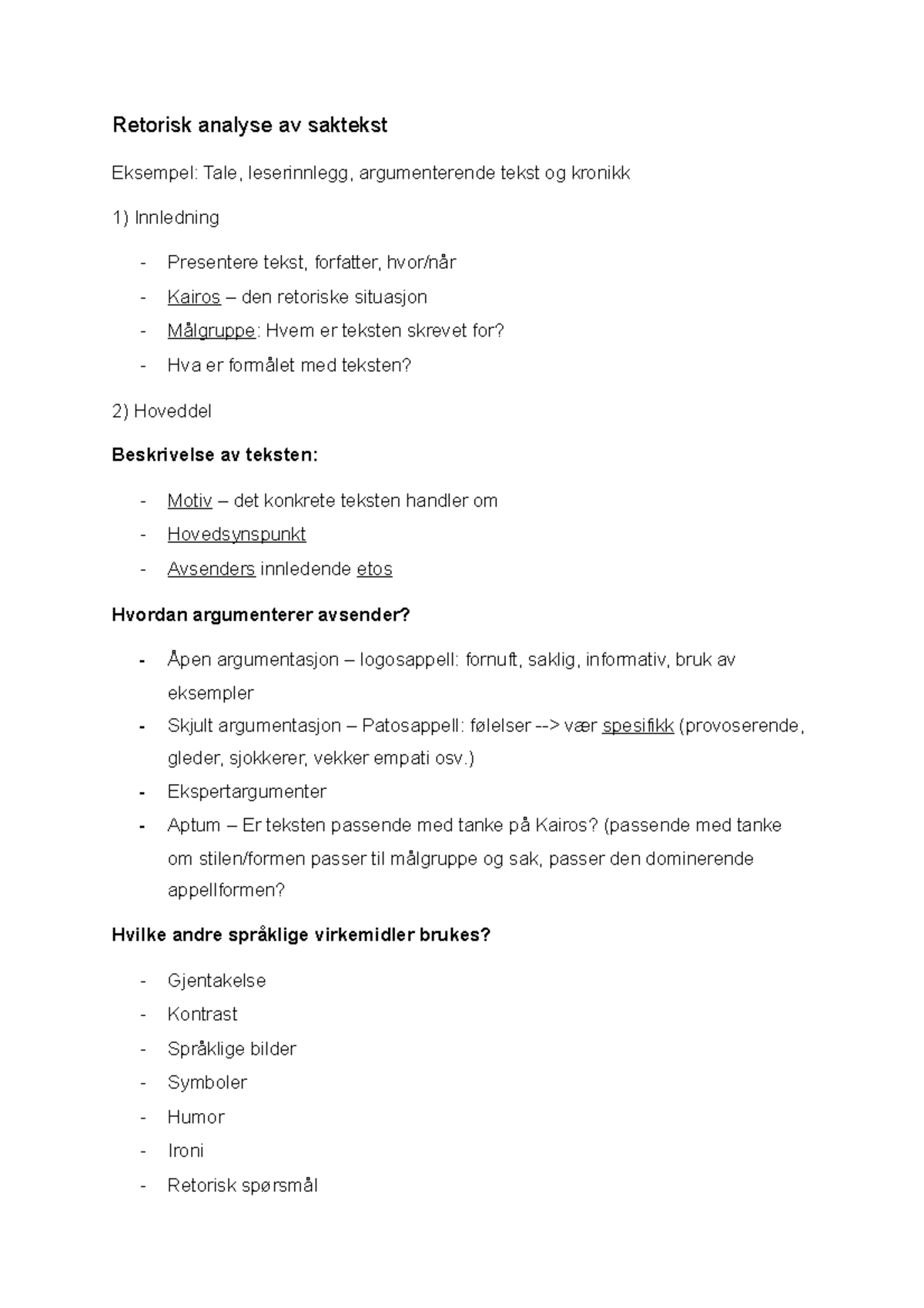 Retorisk Analyse Av Saktekst Norsk 20.11.2021 - Retorisk Analyse Av ...