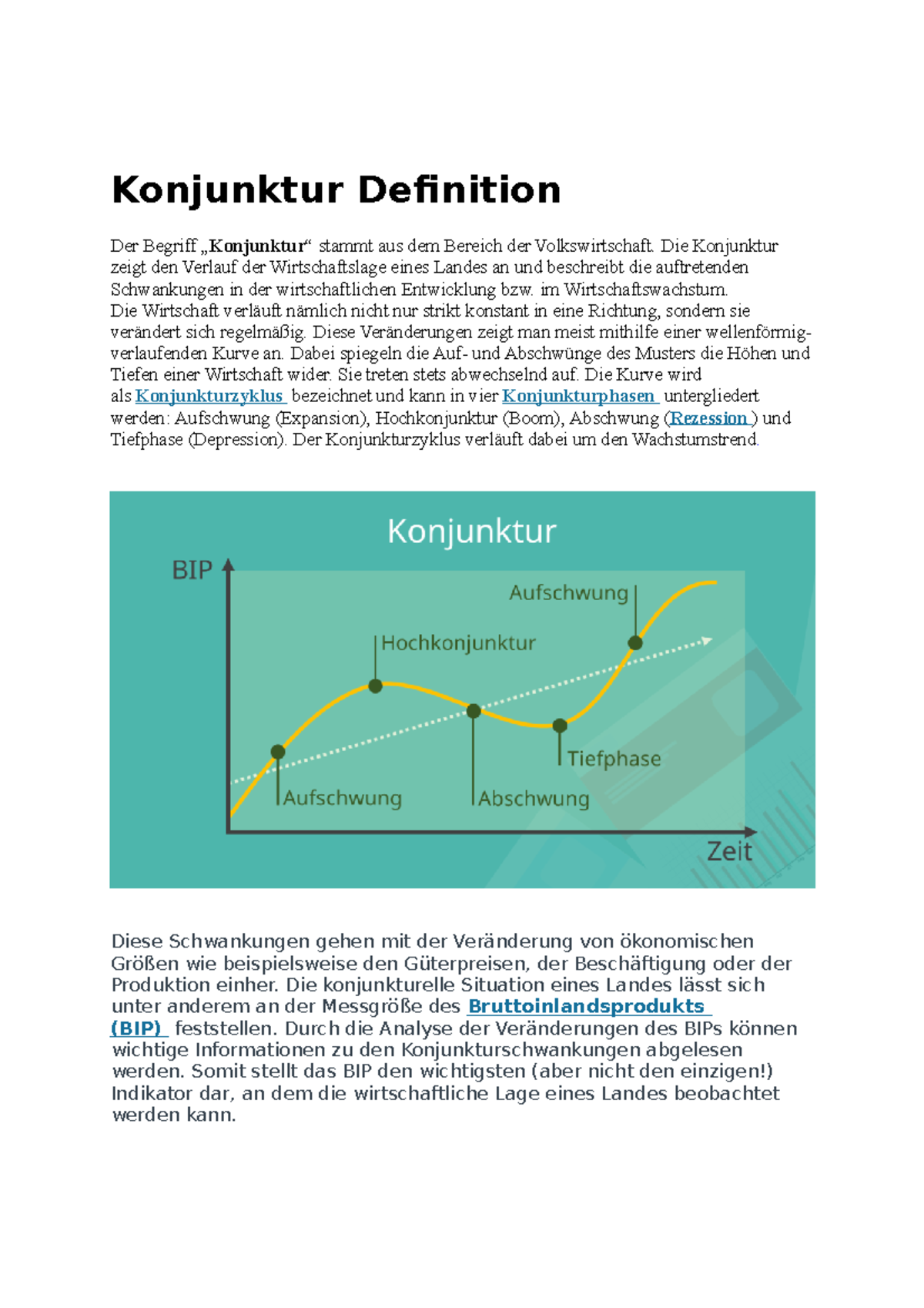 Konjunktur Definition - Die Konjunktur Zeigt Den Verlauf Der ...