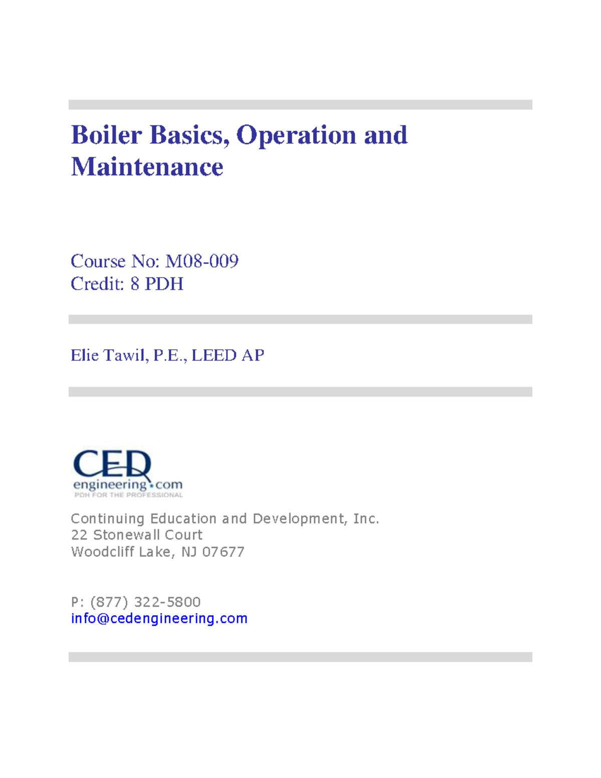 Boiler Basics, Operation and Maintenance Boiler Basics, Operation and