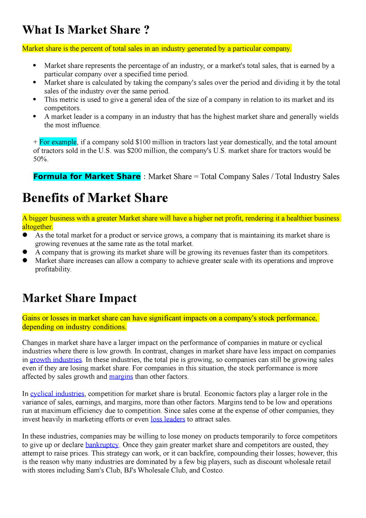 market share essay