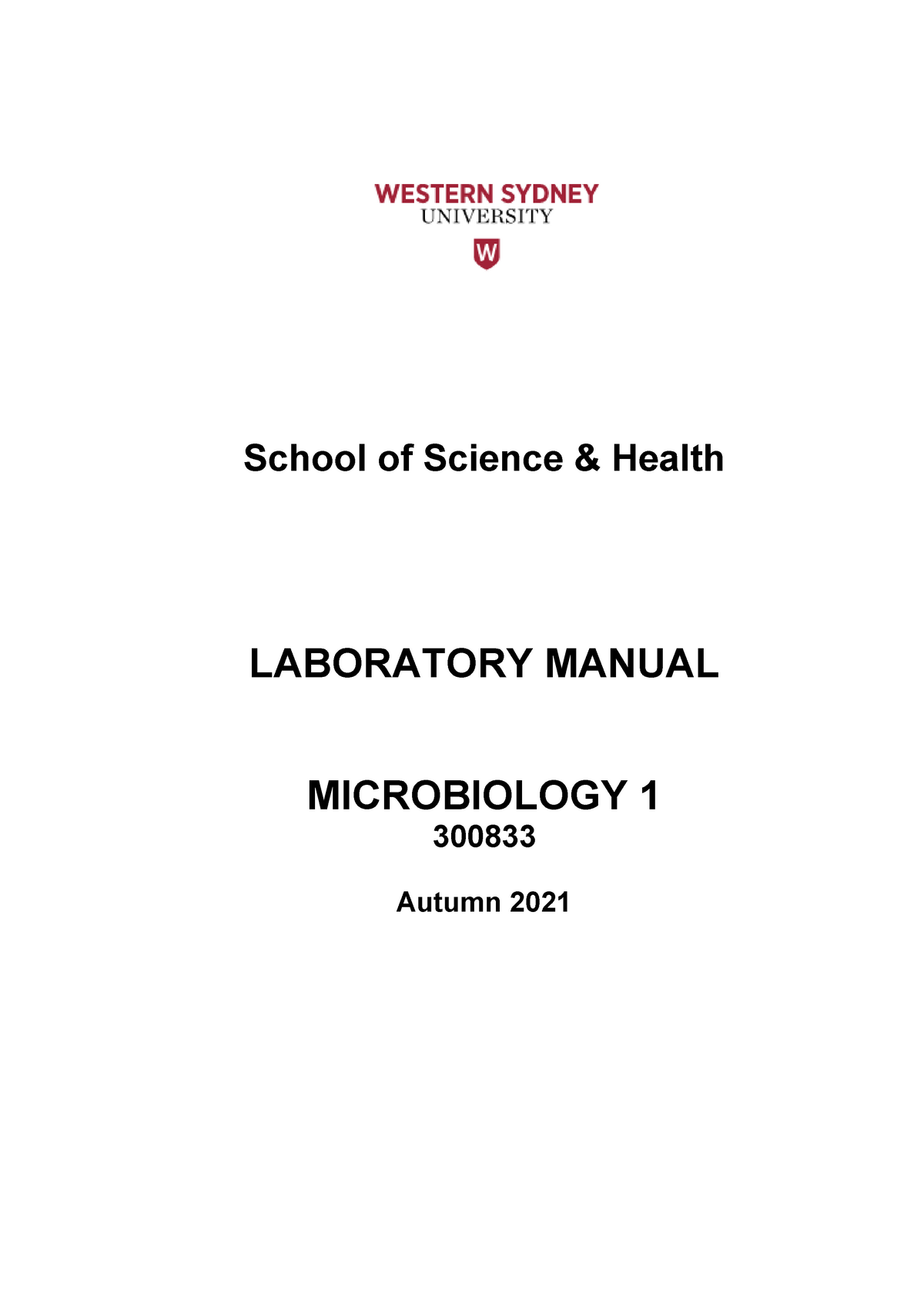 Micro 1 Laboratory Manual 2021 Autumn - School Of Science & Health ...