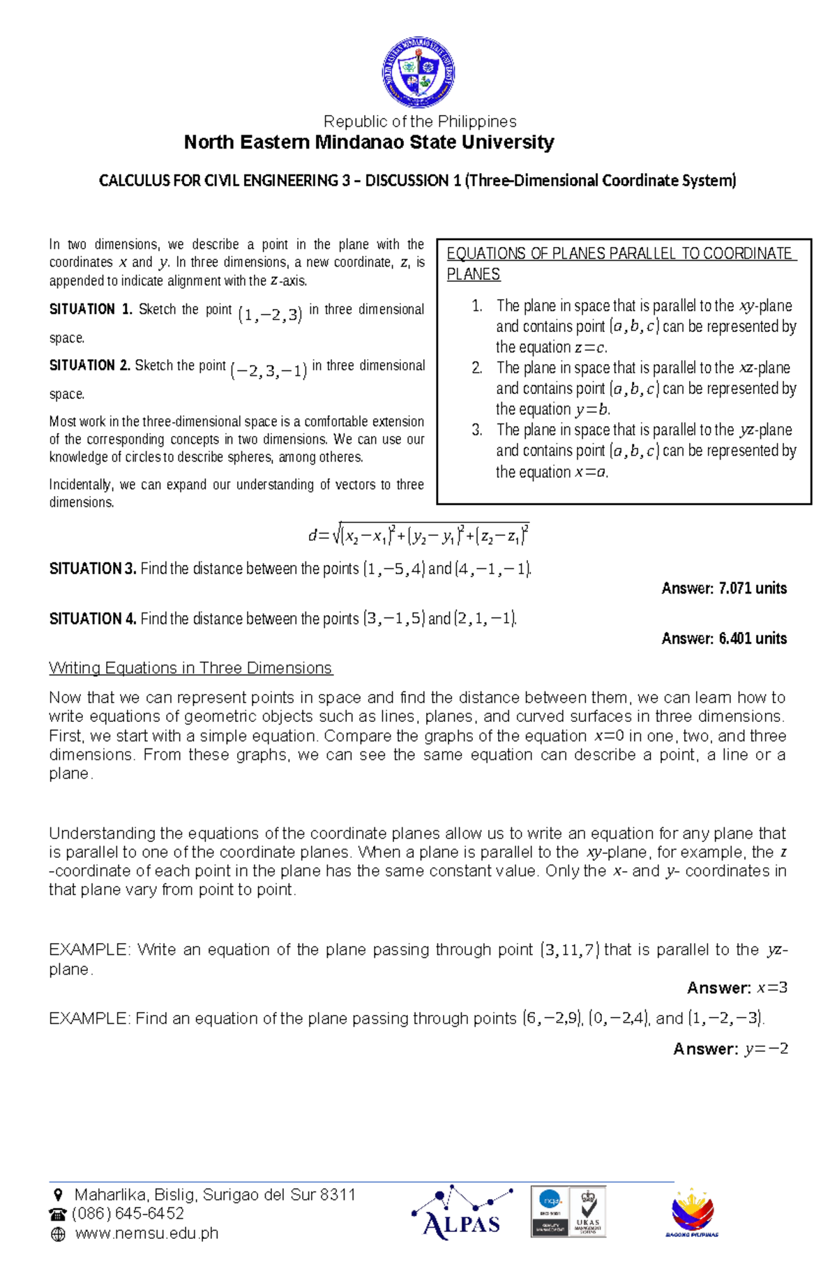 Module-1 - Cal - Republic of the Philippines North Eastern Mindanao ...