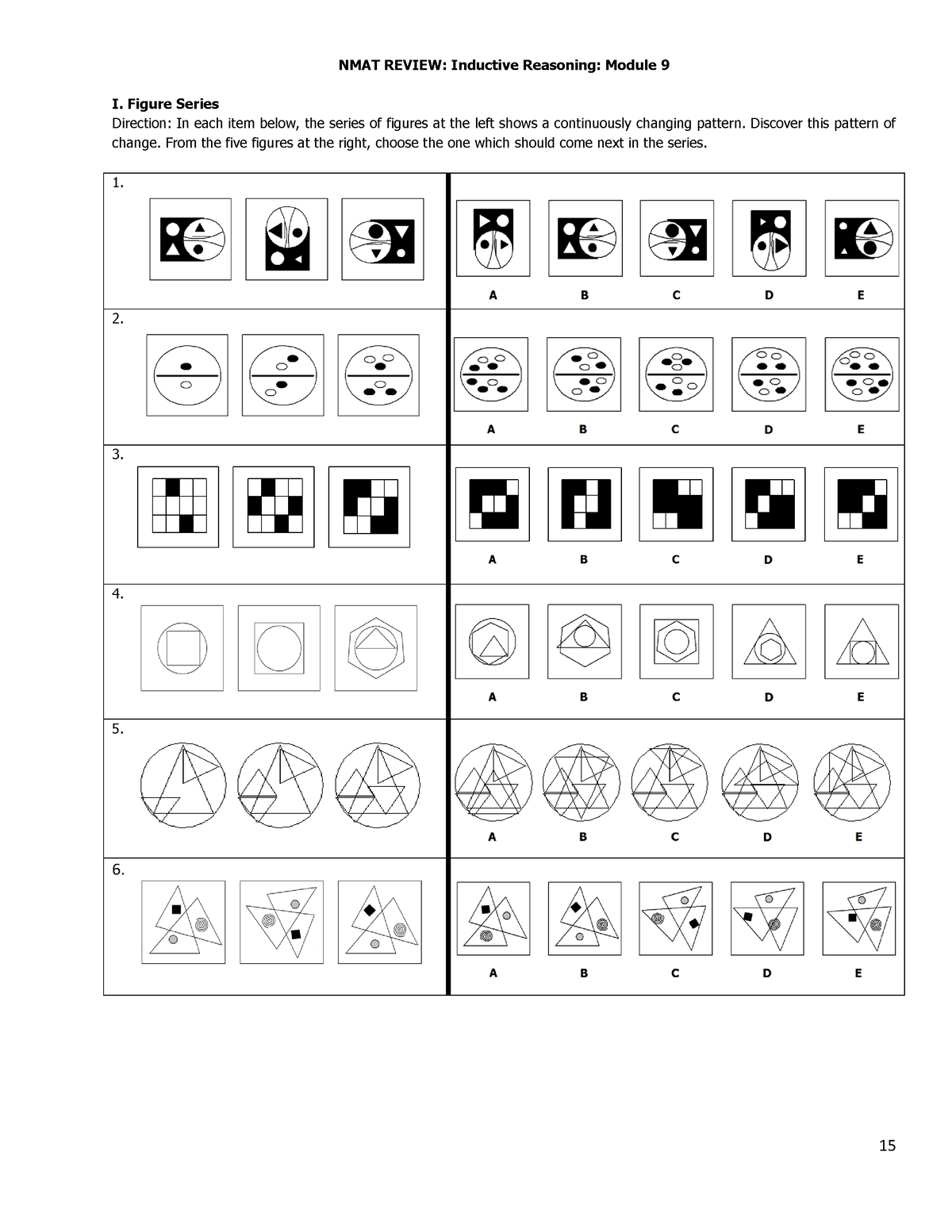 NMAT Inductive Reasoning Module 9 - 15 NMAT REVIEW: Inductive Reasoning ...