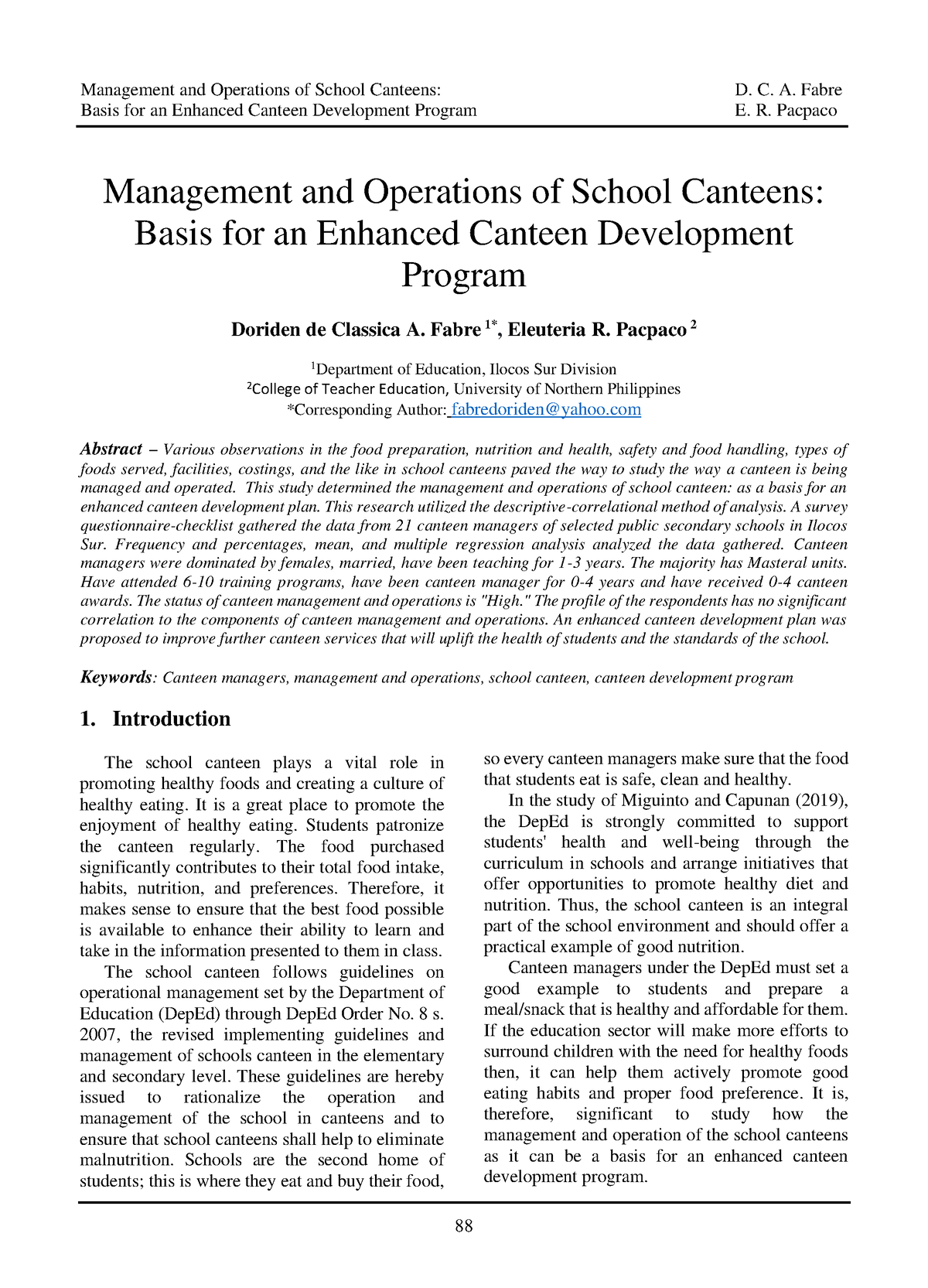 qualitative research about school canteen