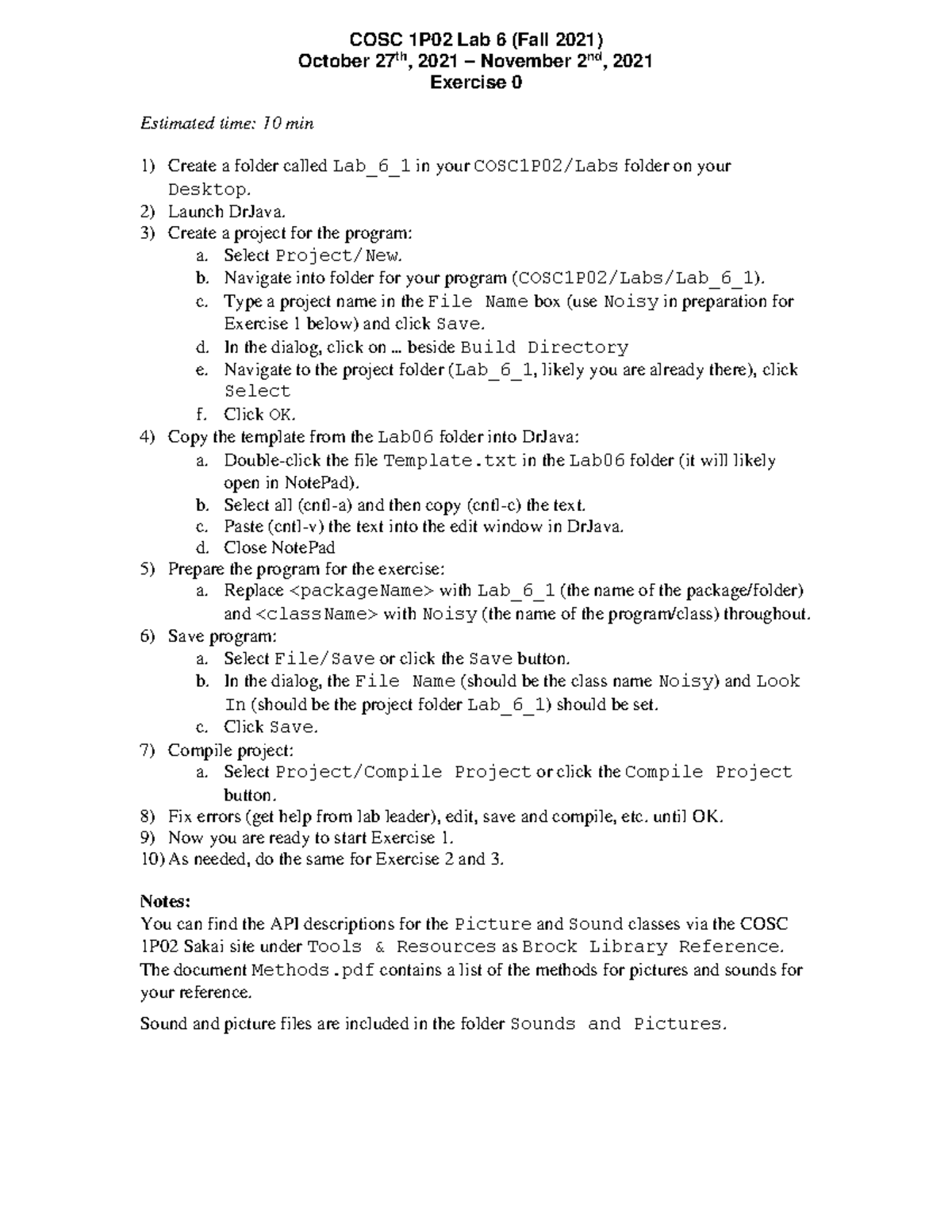 Lab06 - Full solutions to questions and steps! enjoy! - COSC 1P02 Lab 6 ...