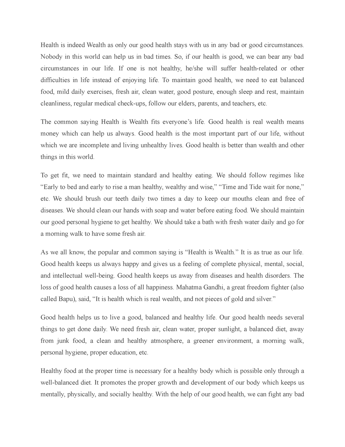 health matters essay