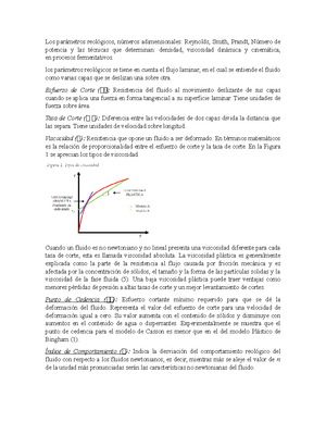 Los parámetros reológicos - Los parámetros reológicos, números  adimensionales: Reynolds, Smith, - Studocu