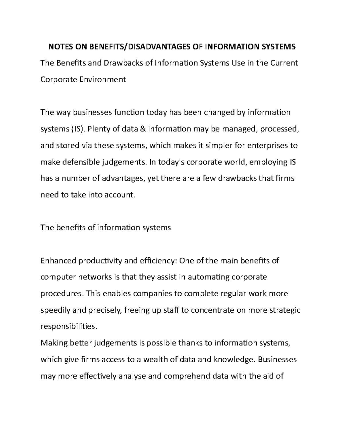 Doc3 - helpful for notes and assignments - NOTES ON BENEFITS ...