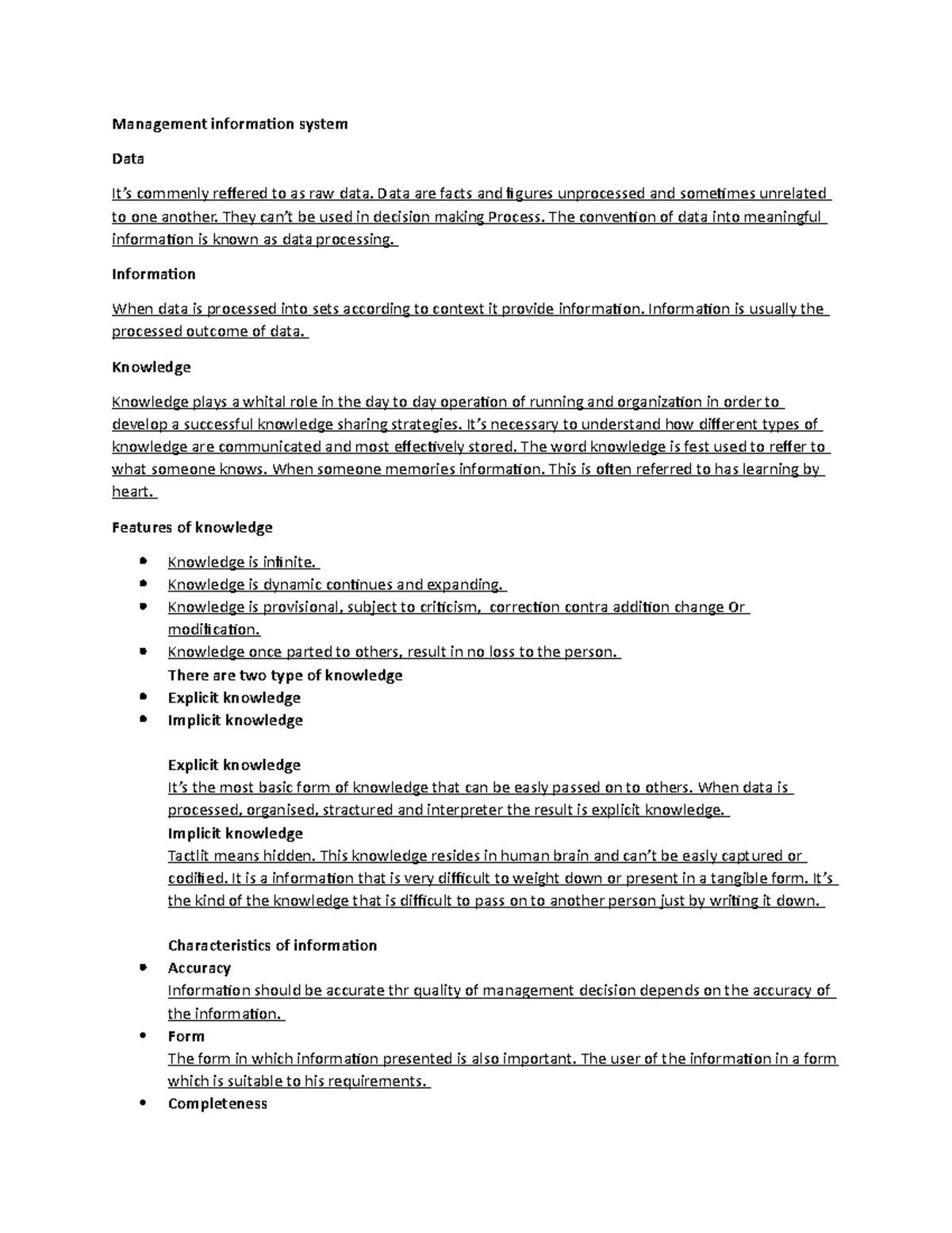 Management information system - Management information system Data It’s ...