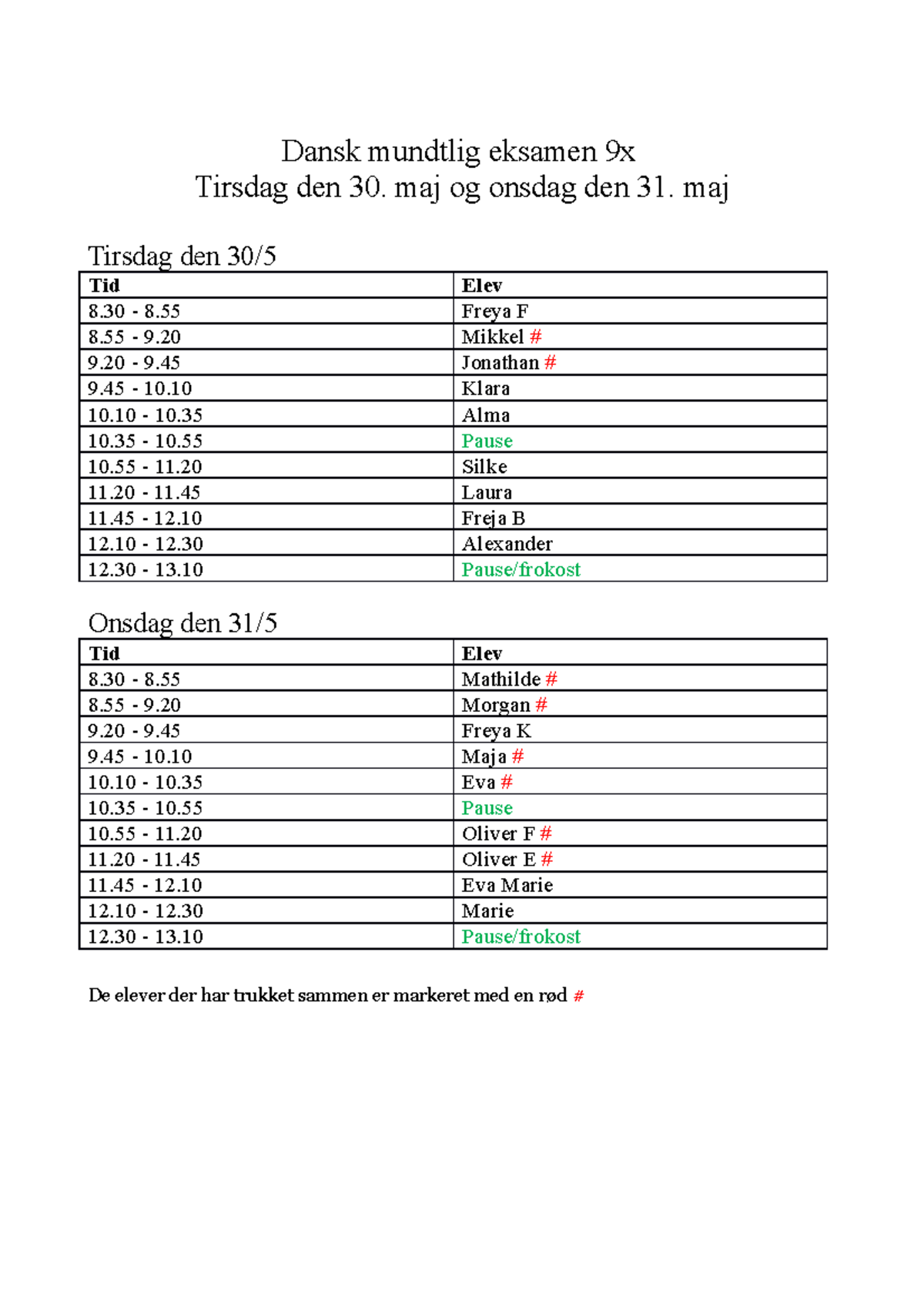 Dansk Mundtlig Eksamen 9x Tider - Dansk Mundtlig Eksamen 9x Tirsdag Den ...