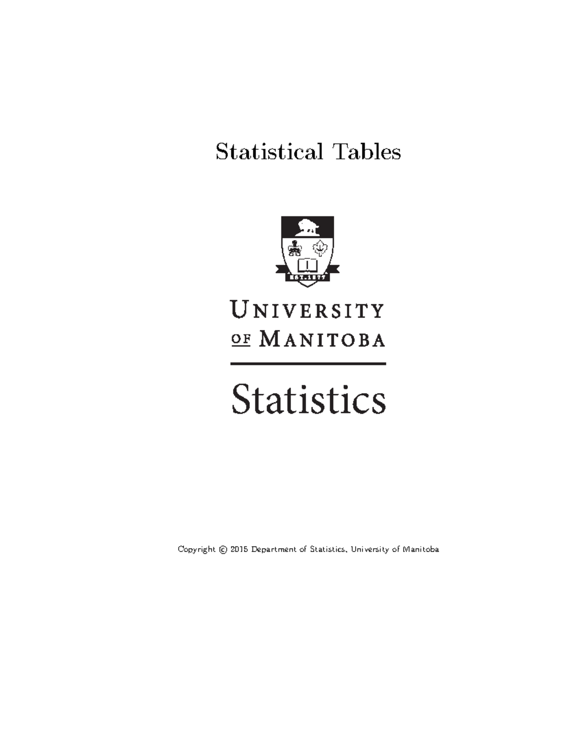 Statistical Tables - Summary Statistics and computing - Statistical ...