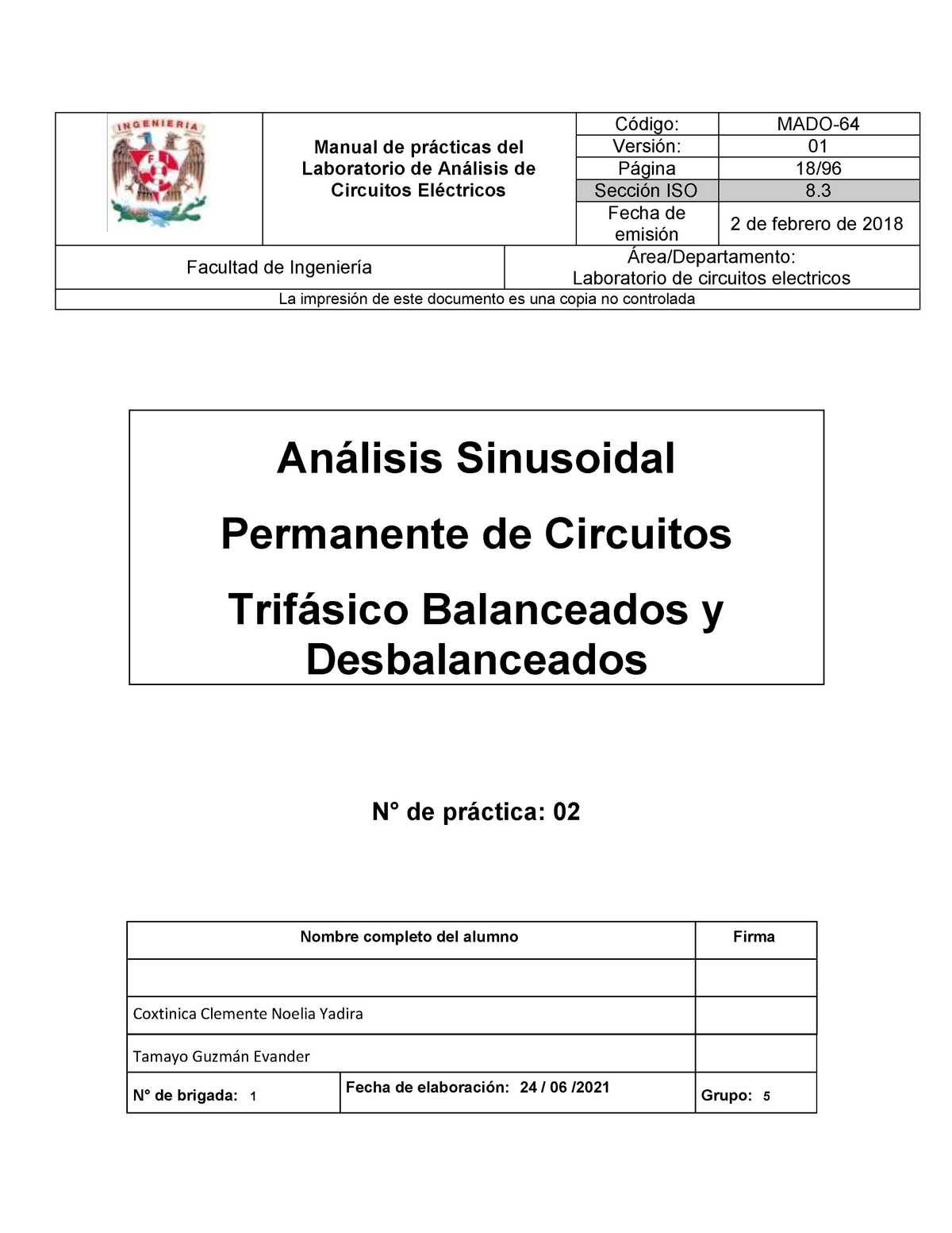 Practica 2 Laboratorio Análisis De Circuitos Eléctricos Fi Unam ...