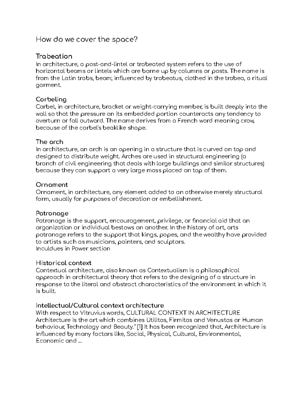 1st Week - Lecture notes from that week - How do we cover the space ...