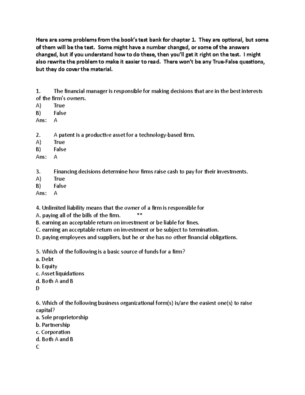 Problem sets for Chapter 1 - Here are some problems from the book’s ...