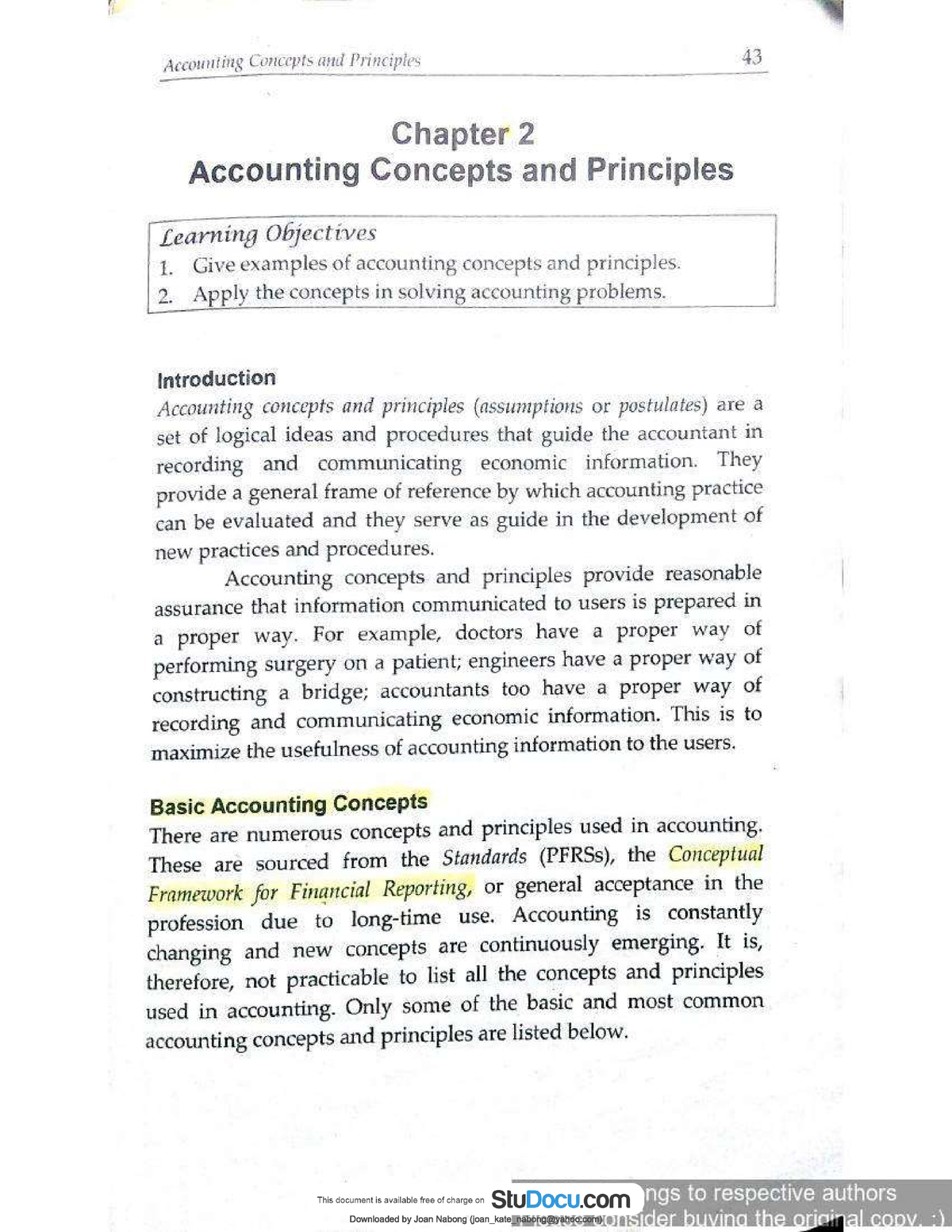 Chapter 2-Accounting Concepts And Principles - Bachelor Of Science In ...