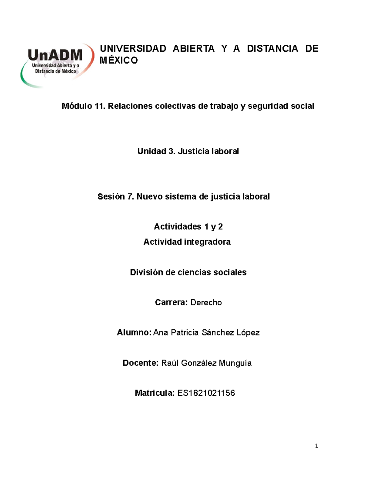 M11 U3 S7 ANSL - modulo 11 de derecho - UNIVERSIDAD ABIERTA Y A ...