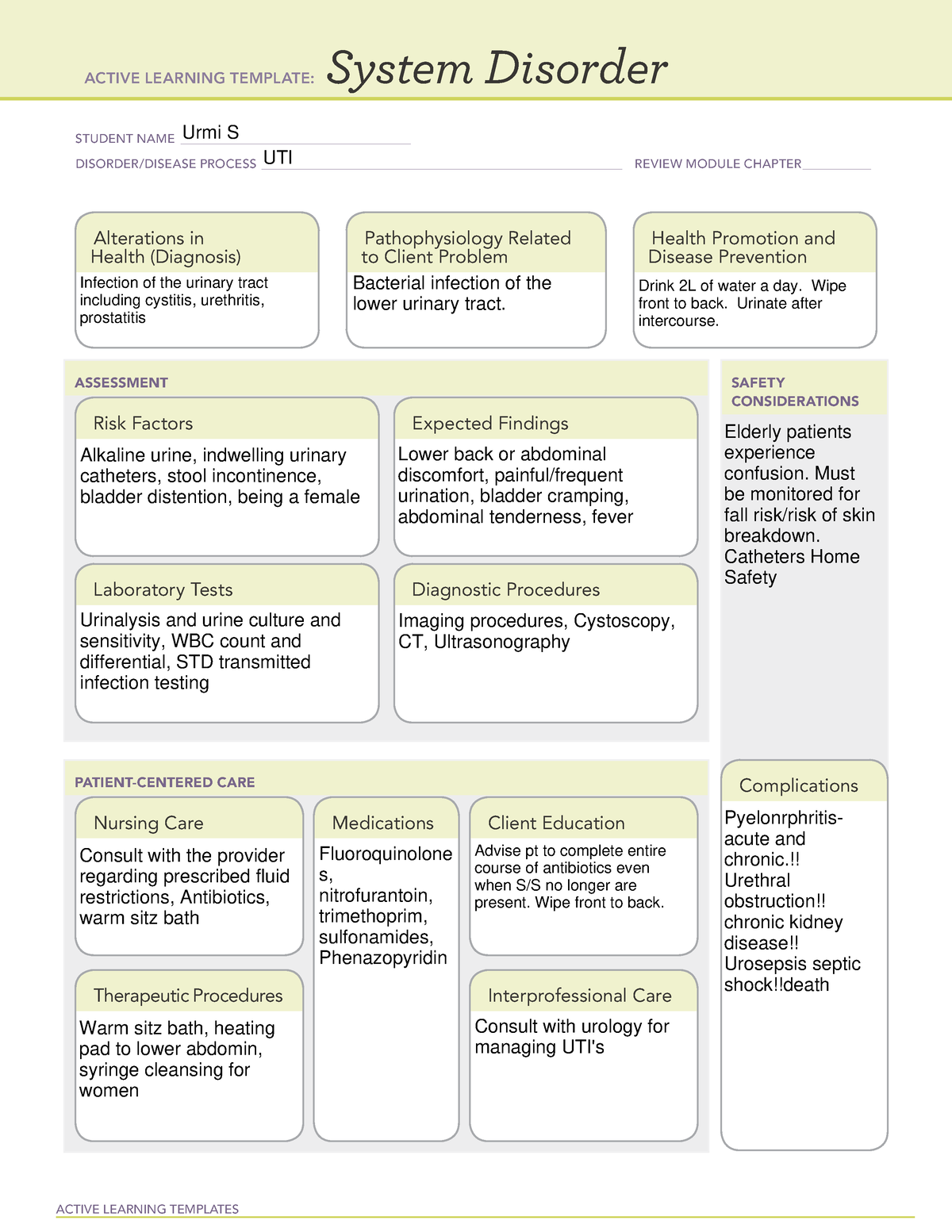 ATI system disorder of UTI (Med Surd II 2023) - ACTIVE LEARNING ...