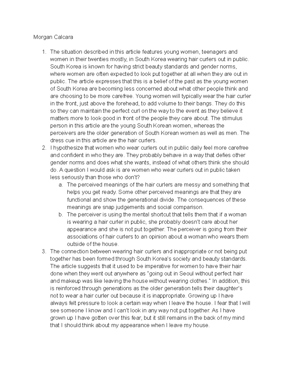 The Impact of Wearing Hair Curlers in South Korea Studocu